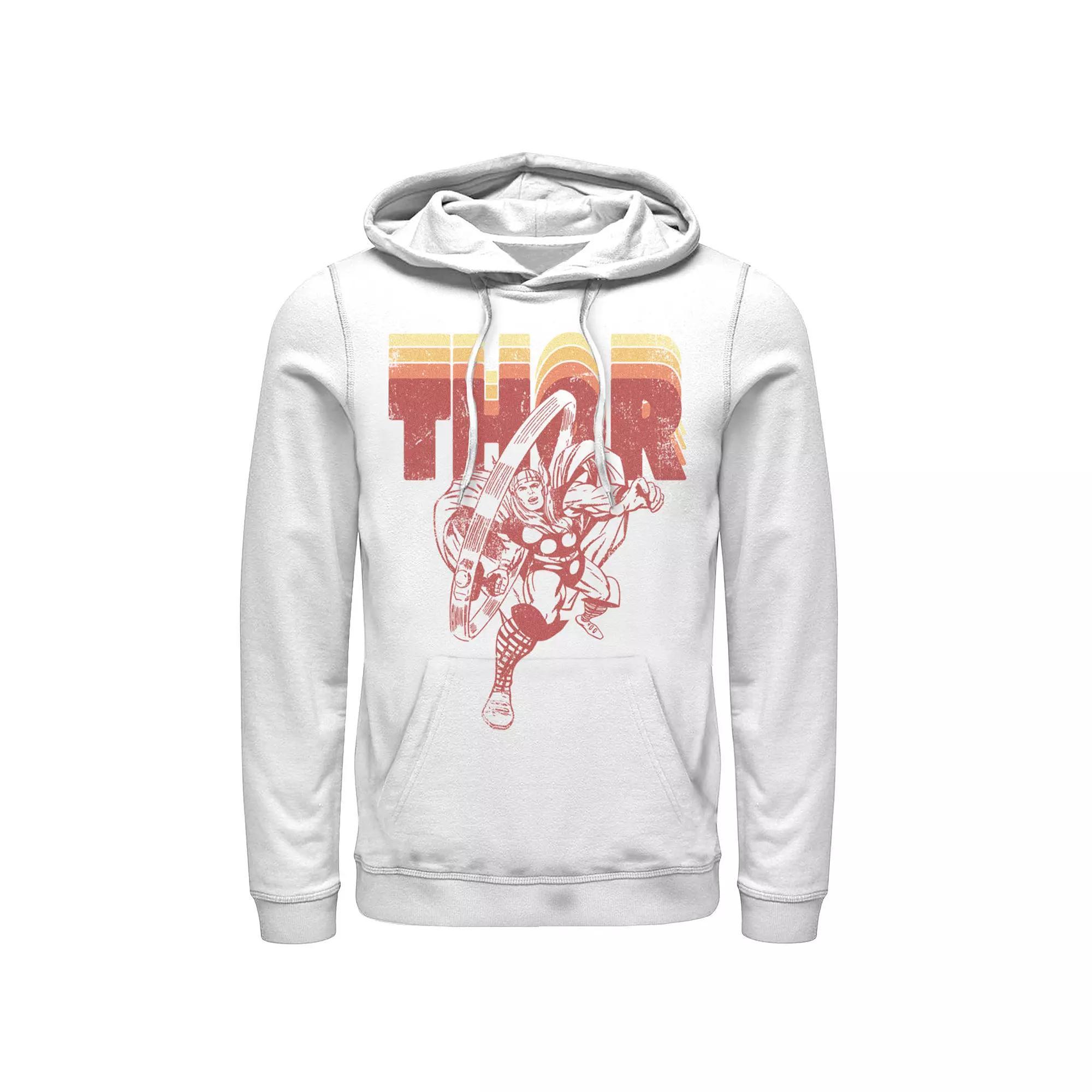 Men's Marvel Avengers Thor Retro Name Stack Portrait Hoodie, Size: Medium, White Product Image