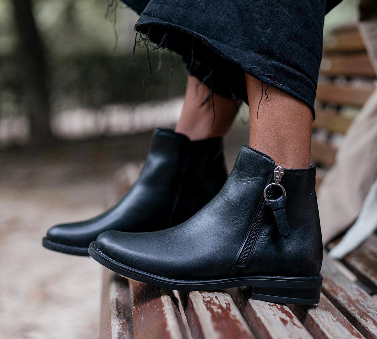 Cottage Black Leather Bootie Product Image