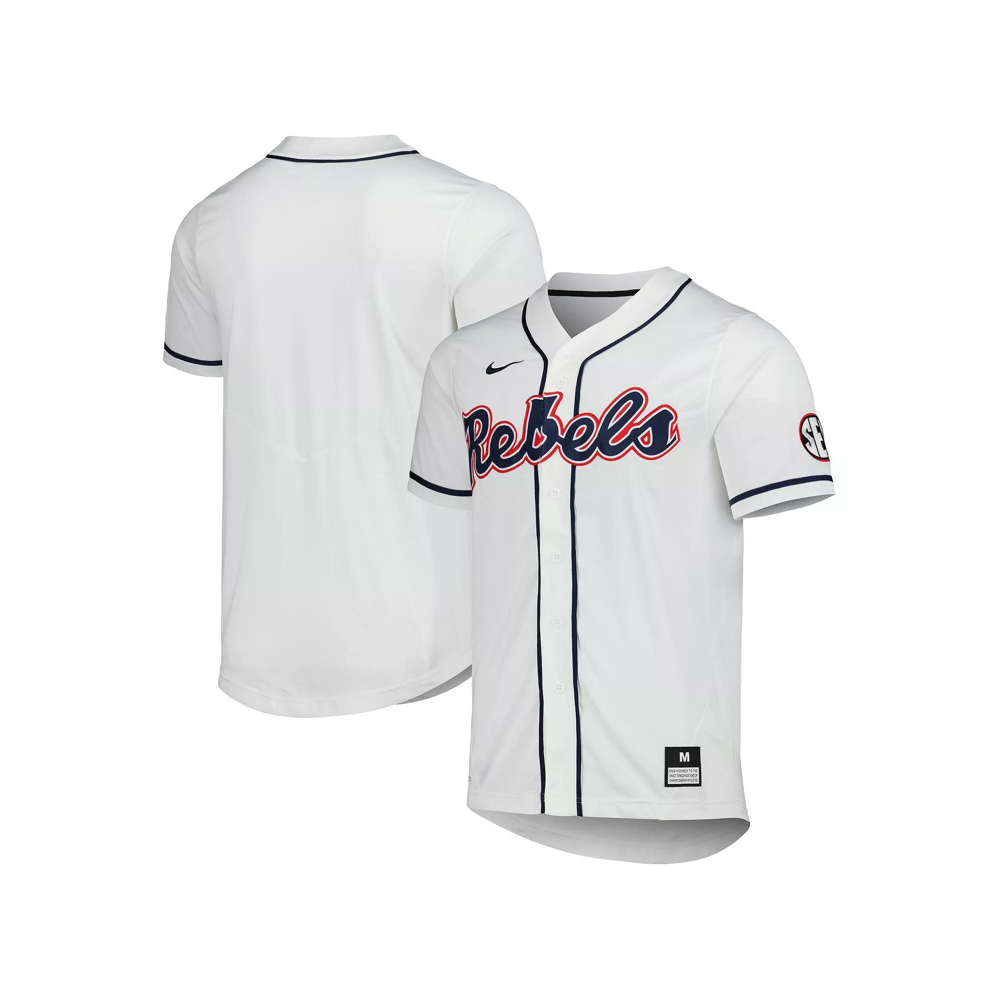 Men's Nike White Ole Miss Rebels Full-Button Replica Baseball Jersey, Size: XL Product Image