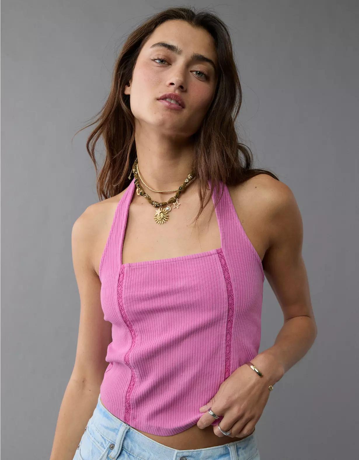 AE Lace Halter Tank Top Product Image