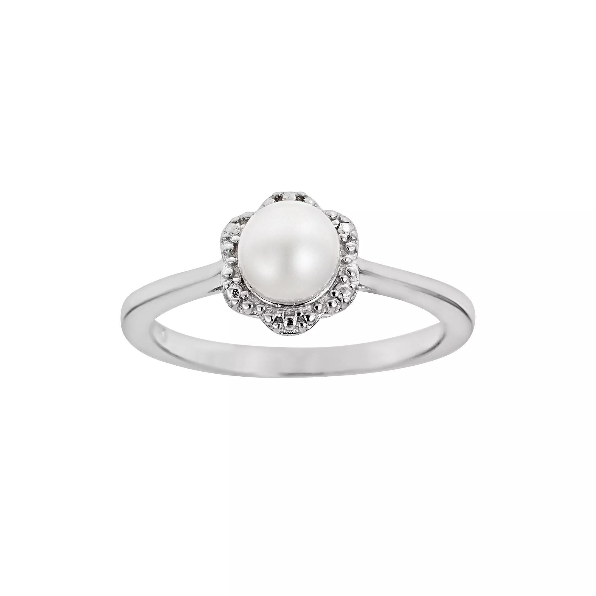 Celebration Gems Sterling Silver Freshwater Cultured Pearl Studded Flower Ring, Women's, Size: 8 Product Image