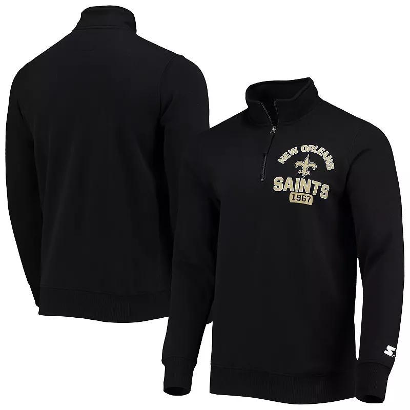 Men's Starter Black New Orleans Saints Heisman Quarter-Zip Jacket, Size: Large Product Image