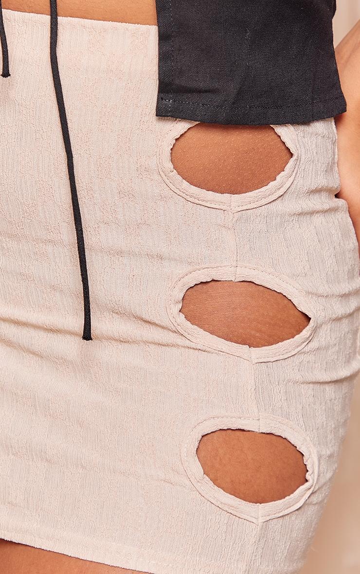 Stone Sheer Textured Cut Out Mini Skirt Product Image