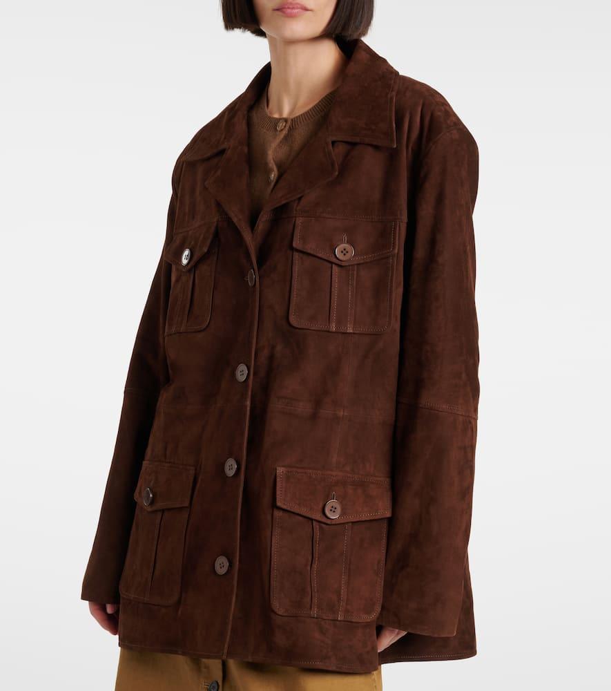 NOUR HAMMOUR Kargo Suede Jacket In Beige Product Image