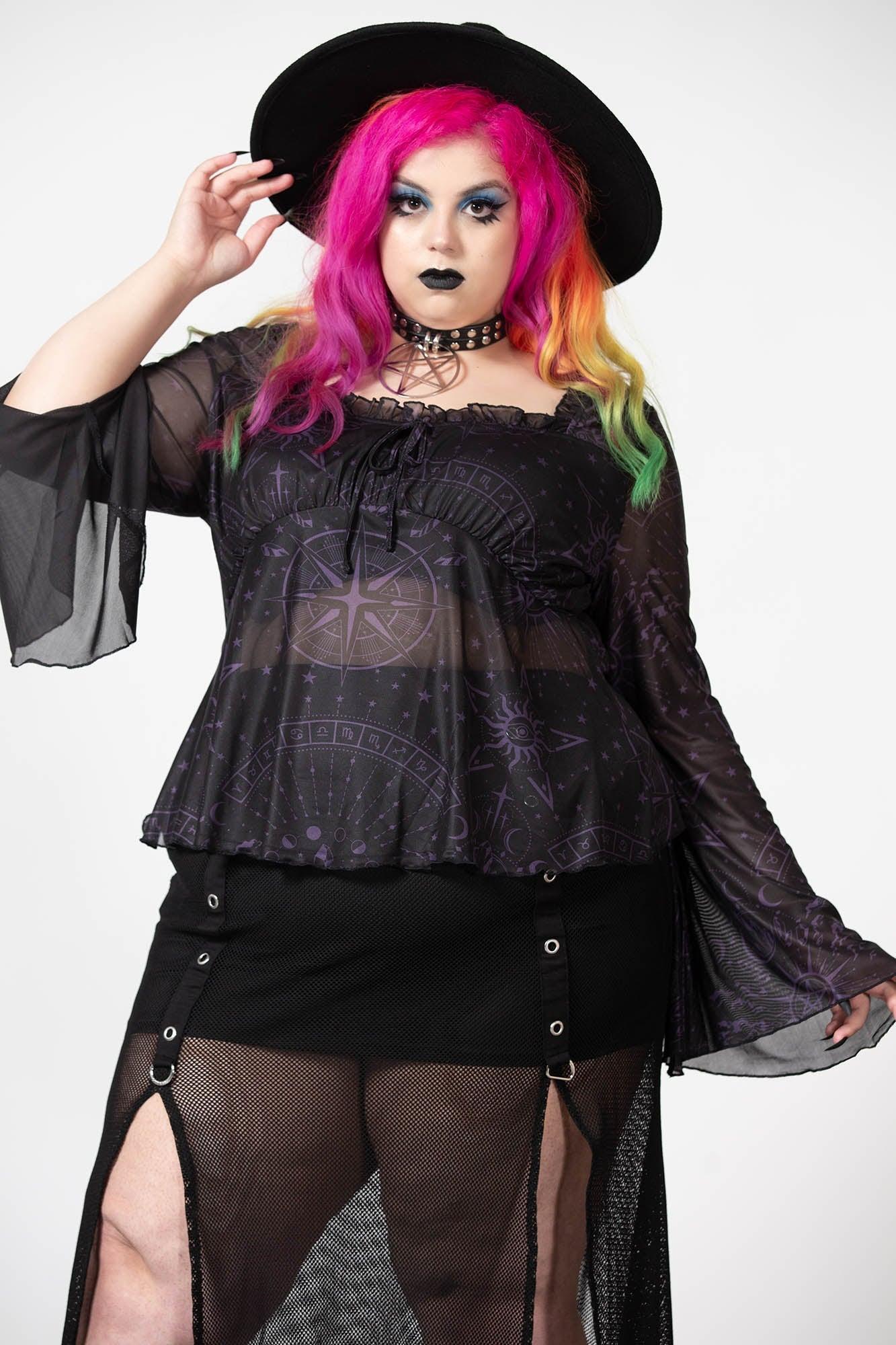 Astromancy Mesh Long Sleeve Top [PLUS] - Resurrect Female Product Image