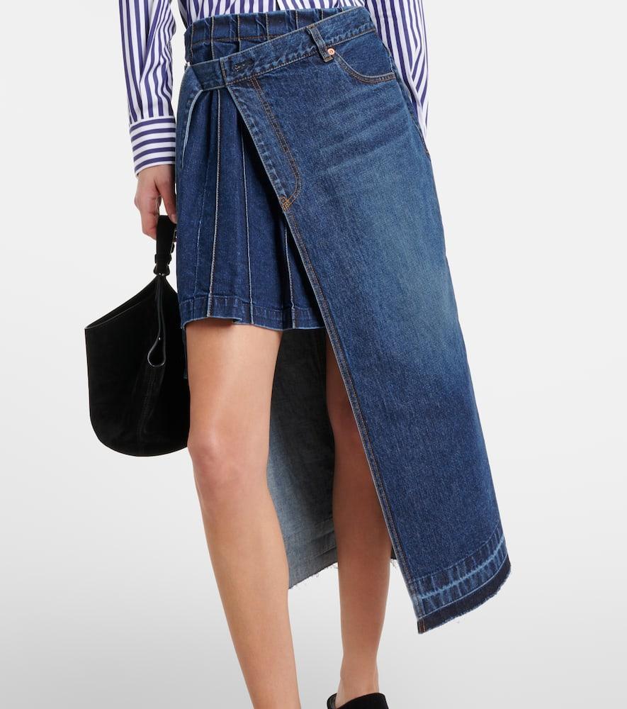 SACAI Asymmetric Denim Midi Skirt In Blue Product Image