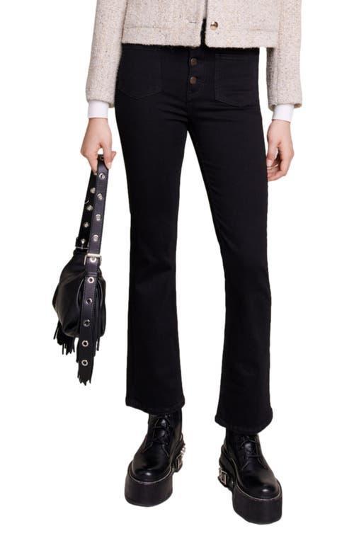 Maje Passion Button Fly Flare Jeans in Black Product Image