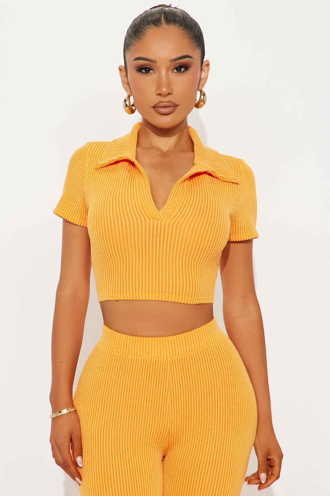 Josie Ribbed Pant Set - Orange Product Image