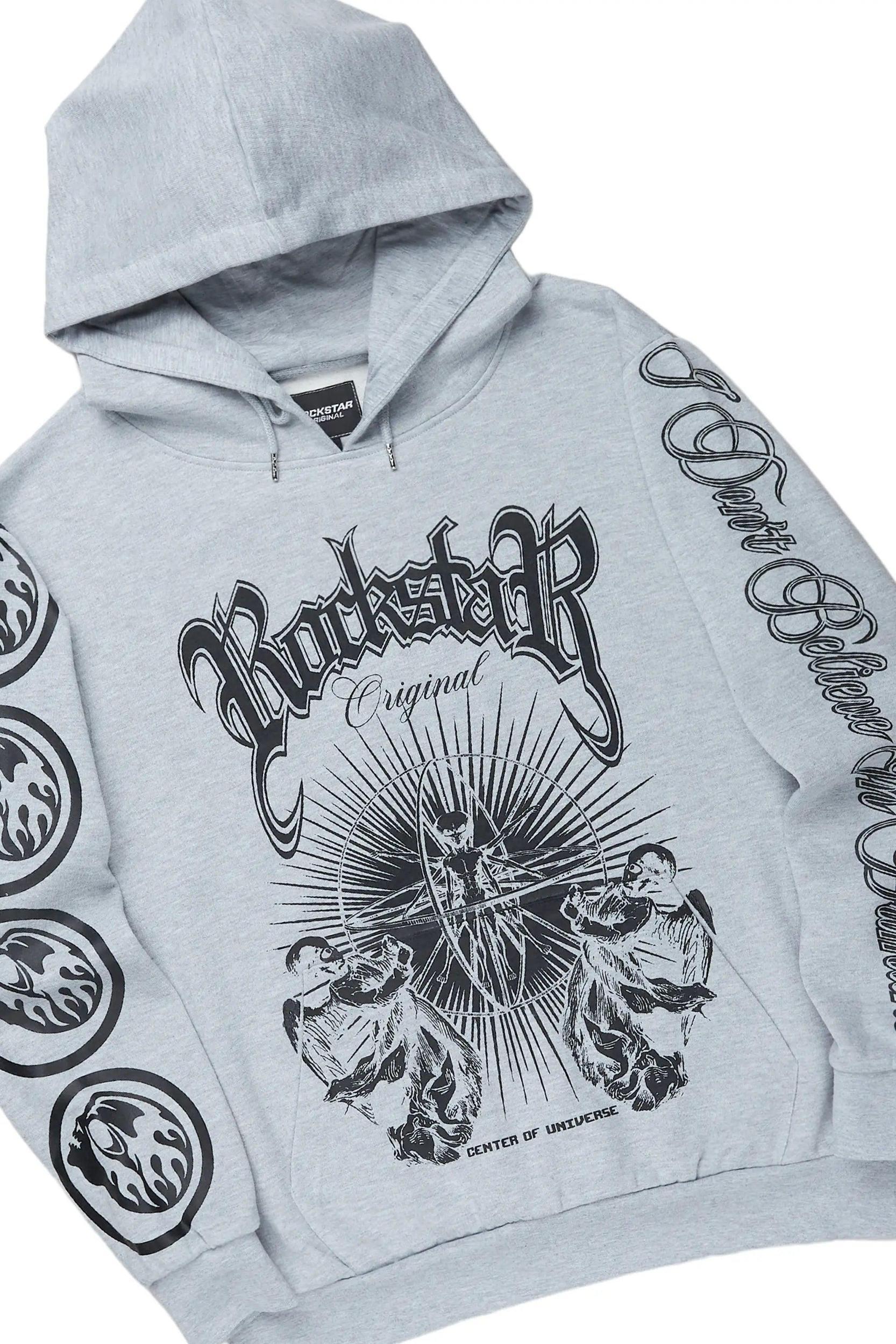 Yarden Grey Graphic Hoodie/Stacked Flare Pant Track Set Male Product Image