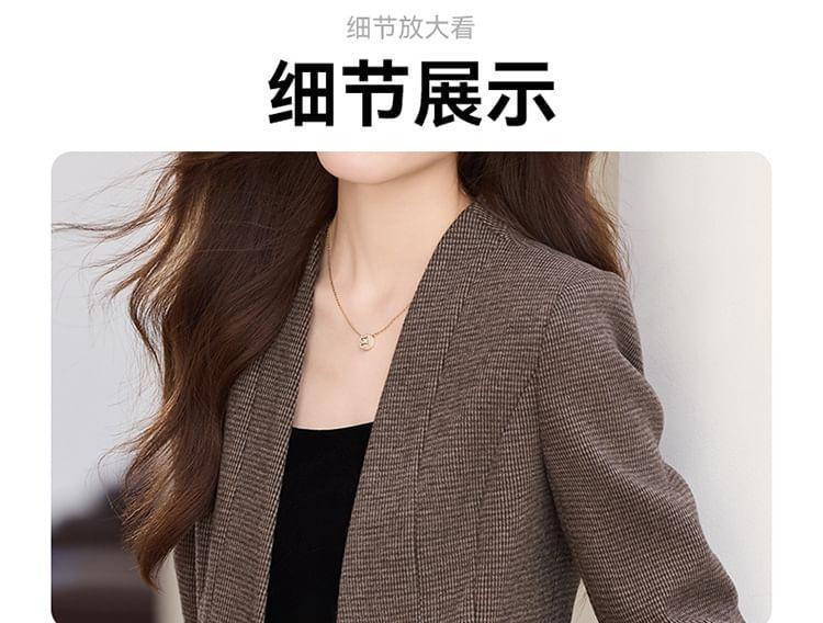 Collarless Plain Single Button Blazer Product Image