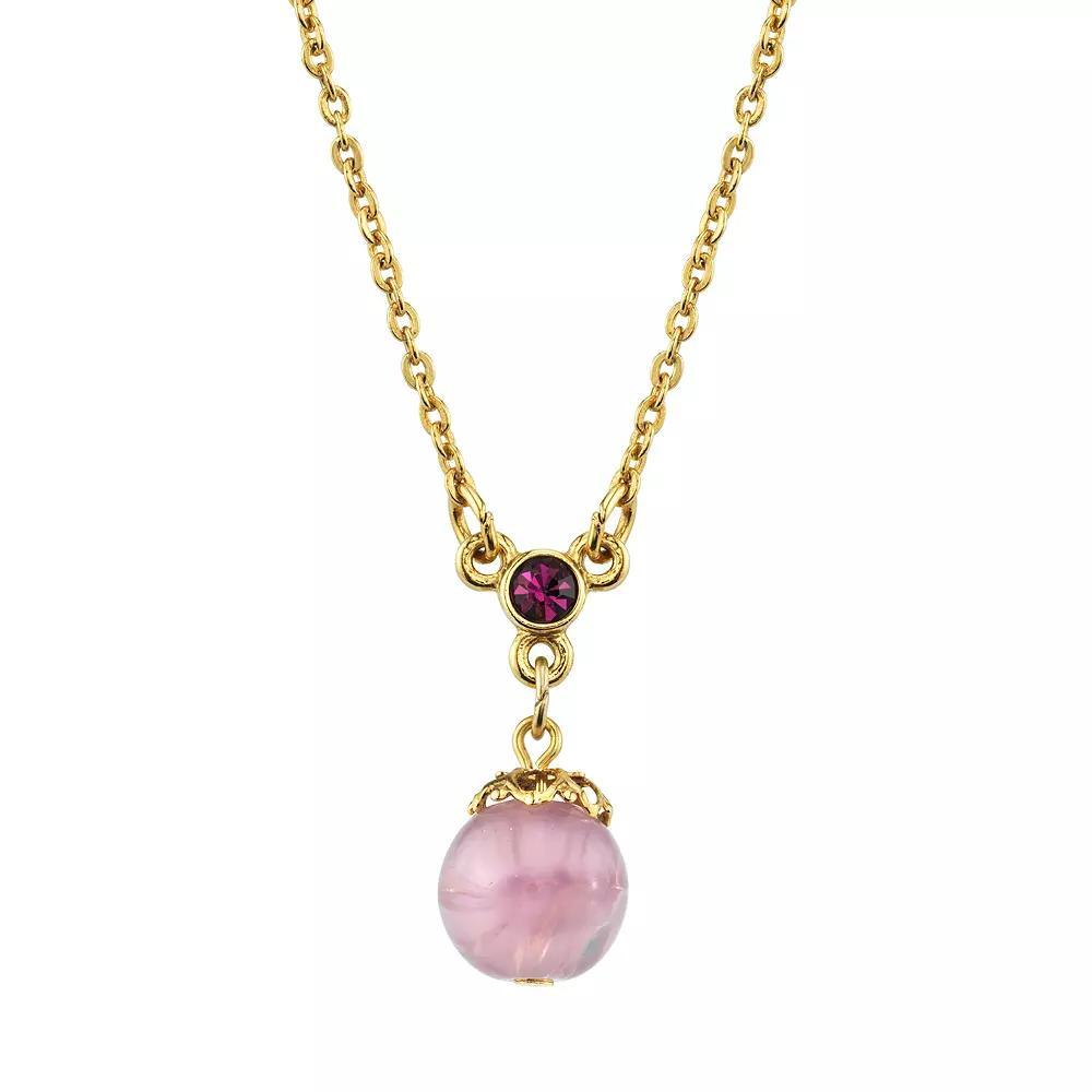 1928 Jewelry Gold Tone Light Amethyst Colored Bead Pendant Necklace, Womens, Purple Product Image