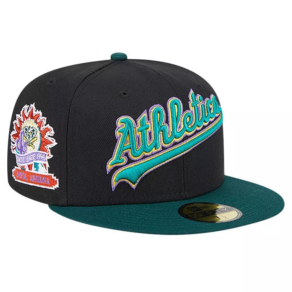 Men's New Era Black Oakland Athletics  Retro Spring Training 59FIFTY Fitted Hat, Size: 7 Product Image