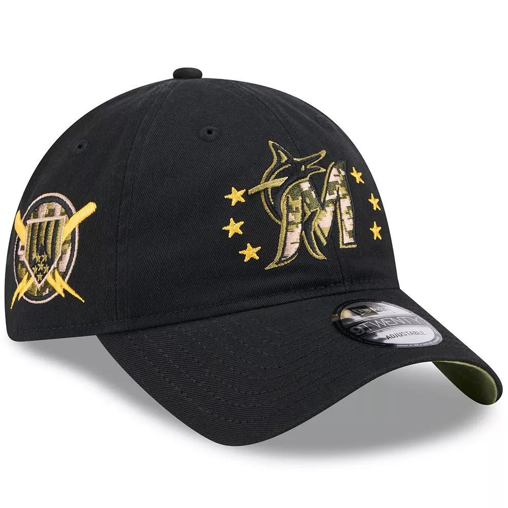 Men's New Era  Black Miami Marlins 2024 Armed Forces Day 9TWENTY Adjustable Hat Product Image