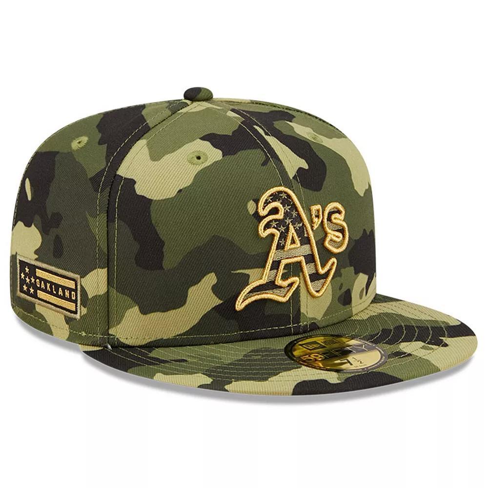 Men's New Era Camo Oakland Athletics 2022 Armed Forces Day On-Field 59FIFTY Fitted Hat, Size: 7, Green Product Image