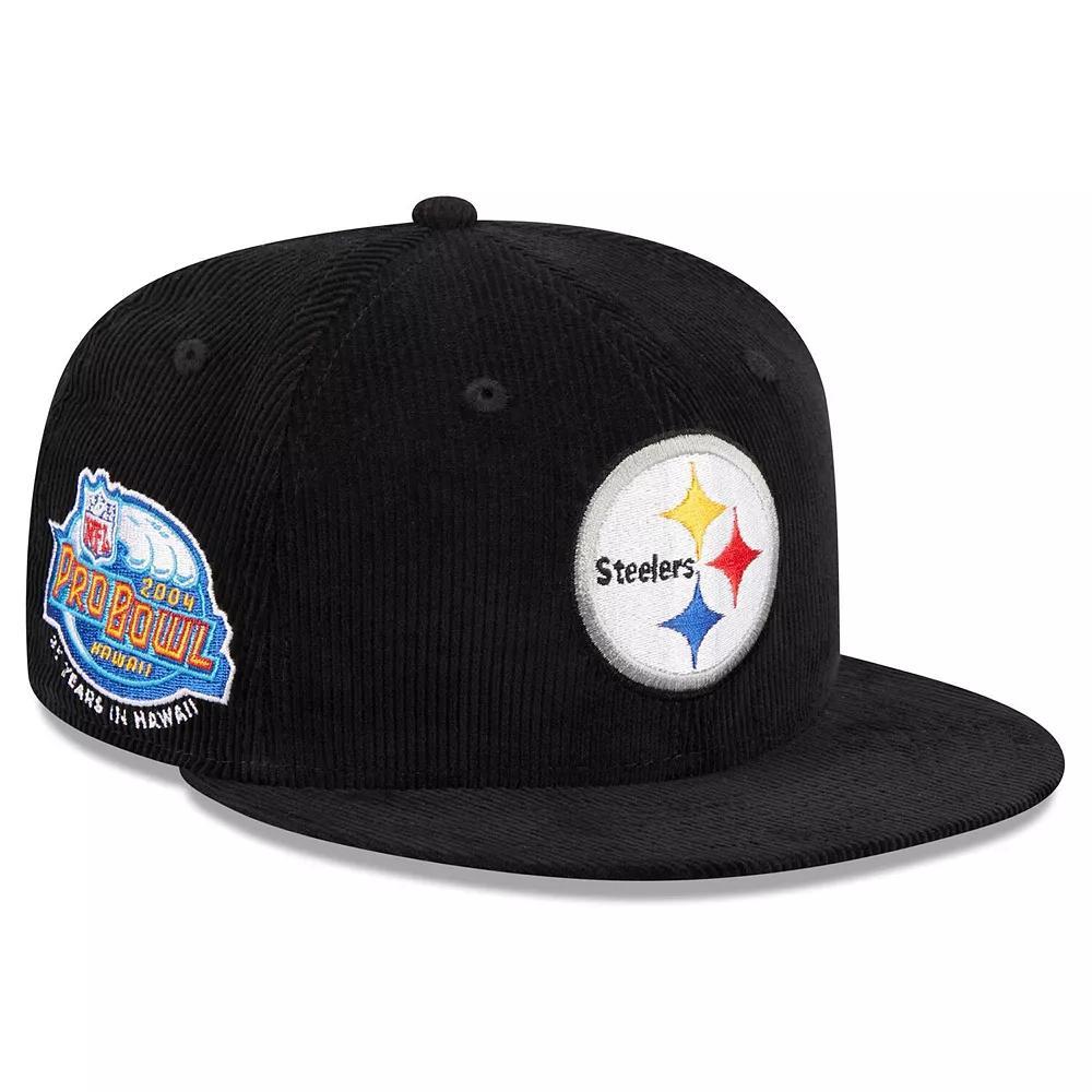 Men's New Era Black Pittsburgh Steelers Throwback Cord 59FIFTY Fitted Hat, Size: 7 Product Image