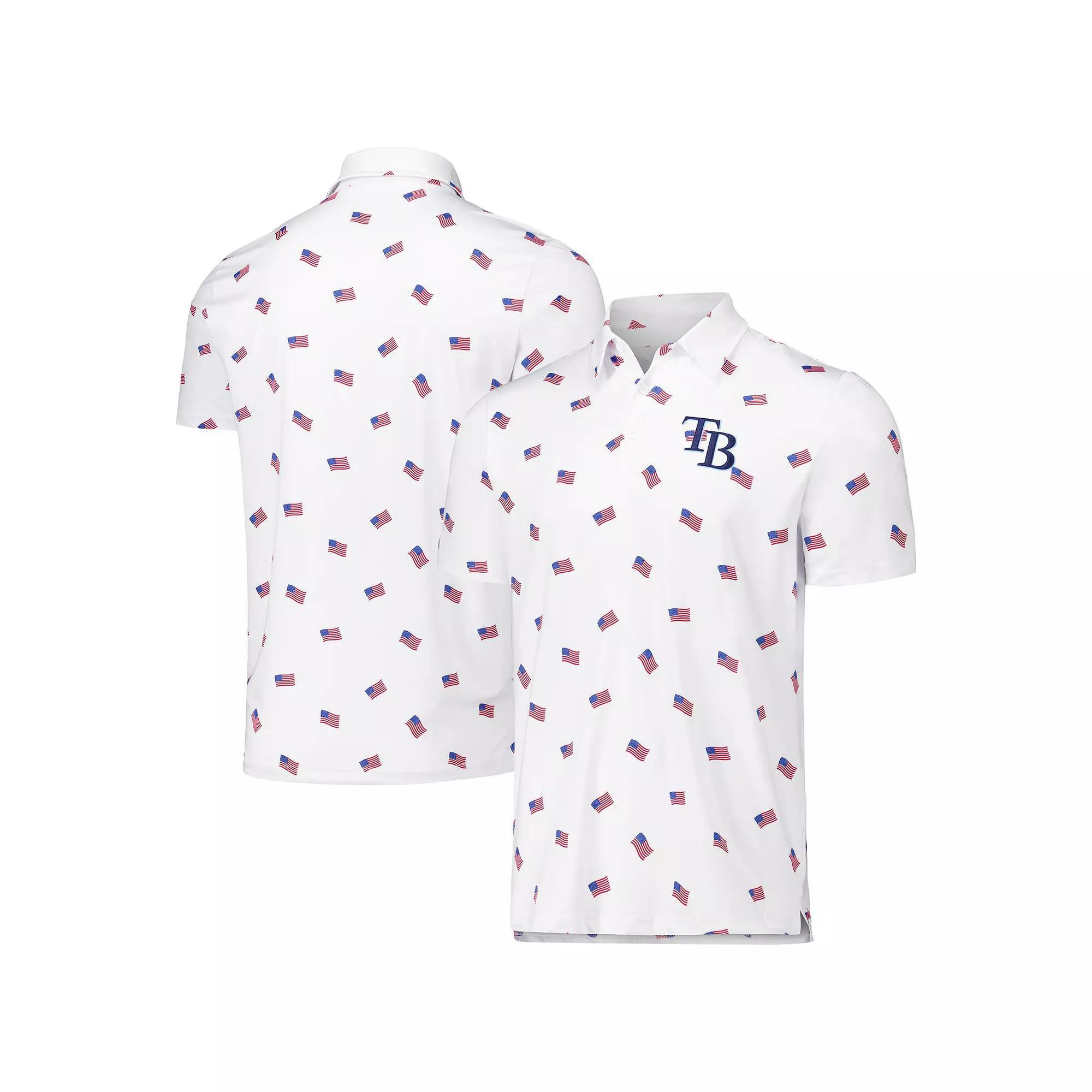 Men's Antigua White Tampa Bay Rays  Americana Polo, Size: Large Product Image