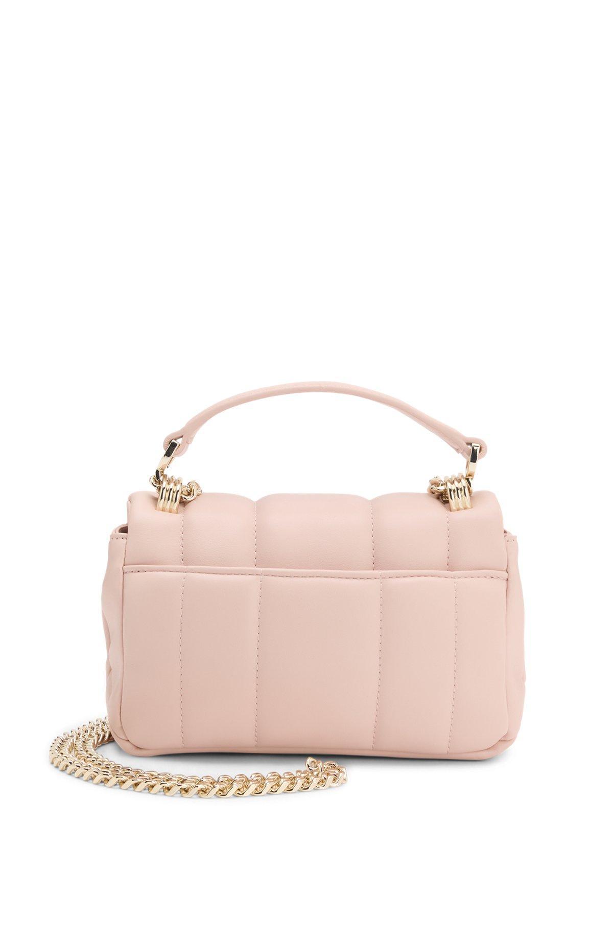BOSS - Quilted shoulder bag with Double B monogram trim - Light Purple Product Image