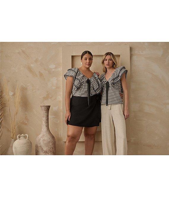 Sugarlips Plus Leoti Gingham Printed Flutter Sleeve Babydoll Top Product Image