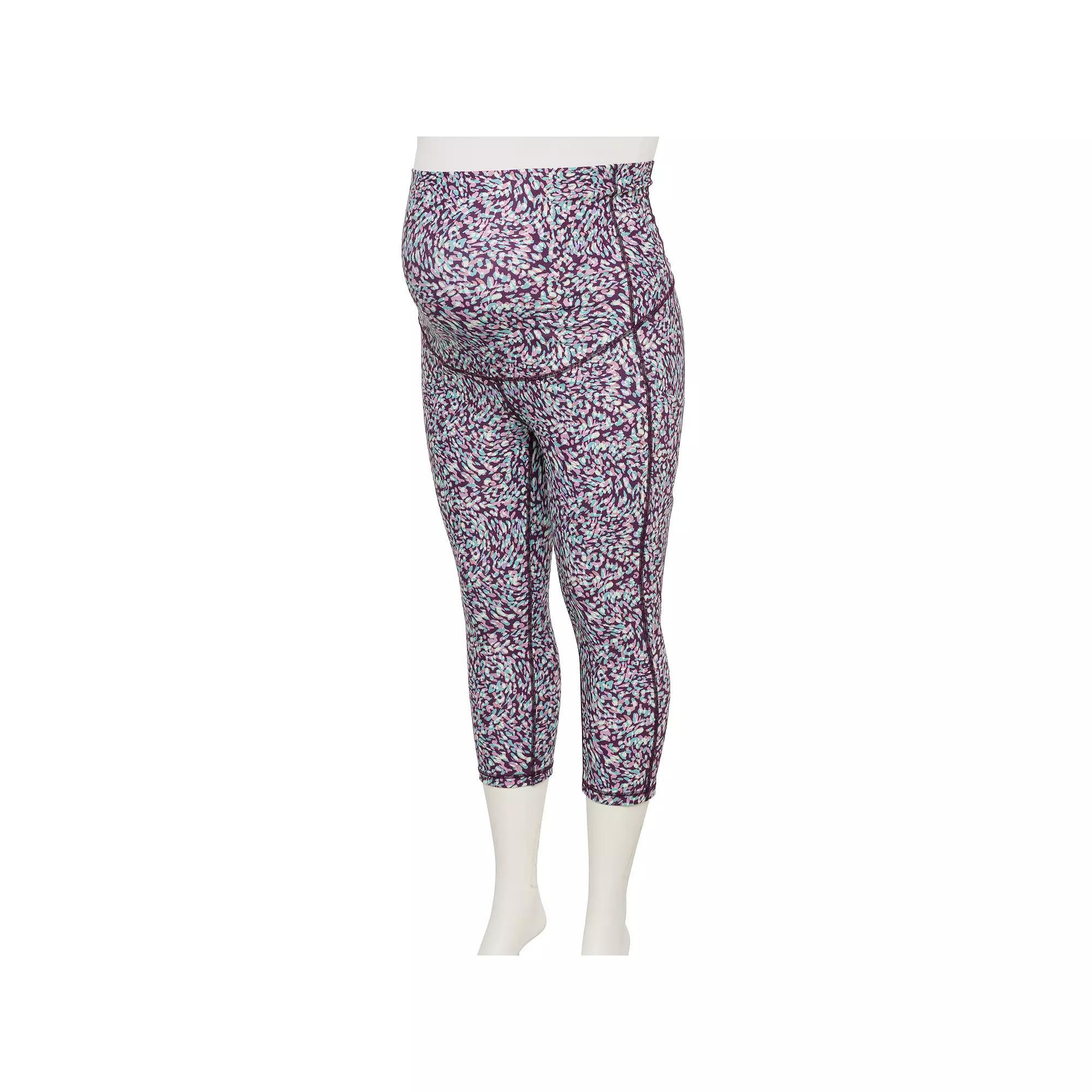 Plus Size Maternity Tek Gear® Ultrastretch High Rise Capri Leggings, Women's, Size: 2XL, Purple Spotted Product Image