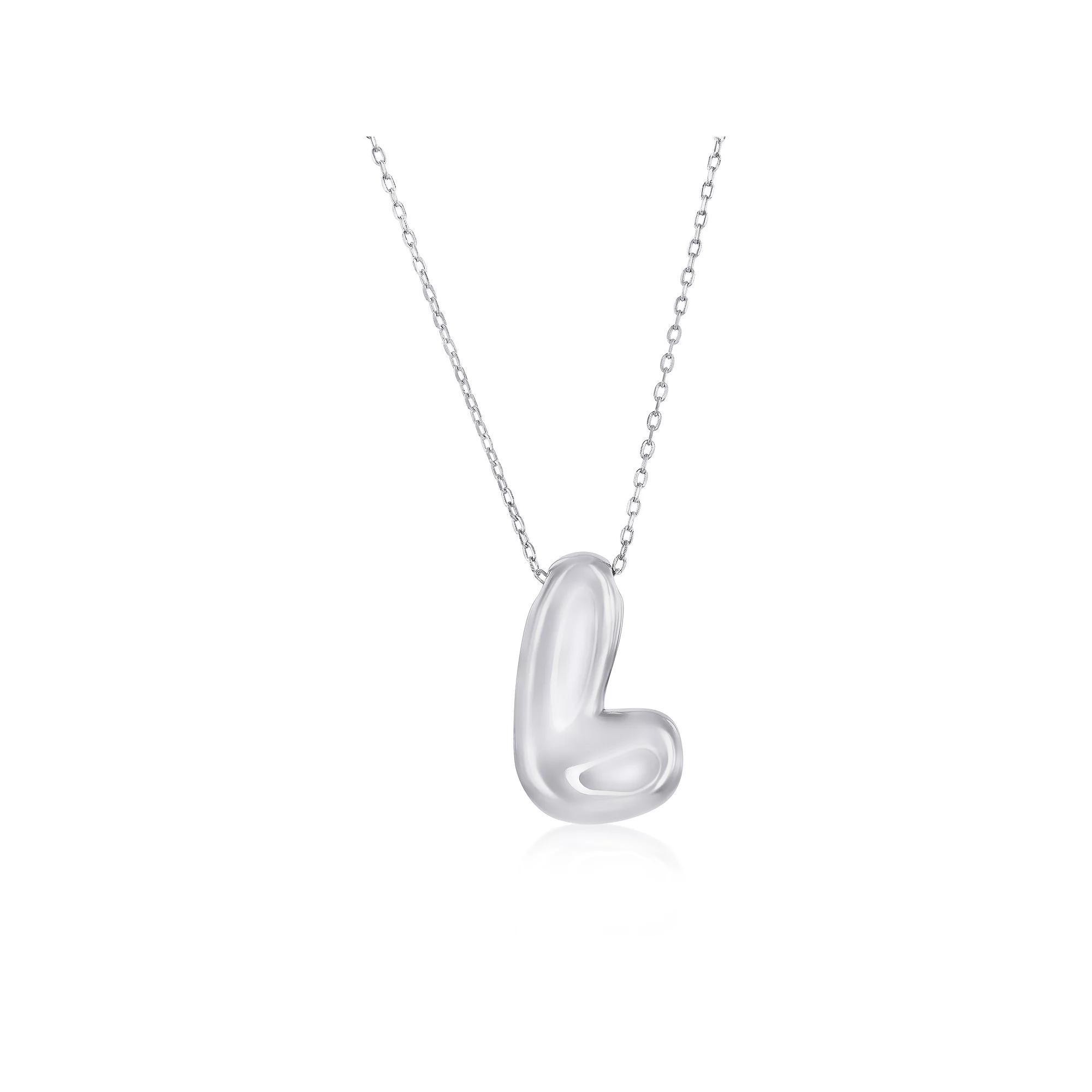 Argento Bella Sterling Silver Bubble Initial Necklace, Women's, Size: 16-18" ADJ, Sterling L Product Image