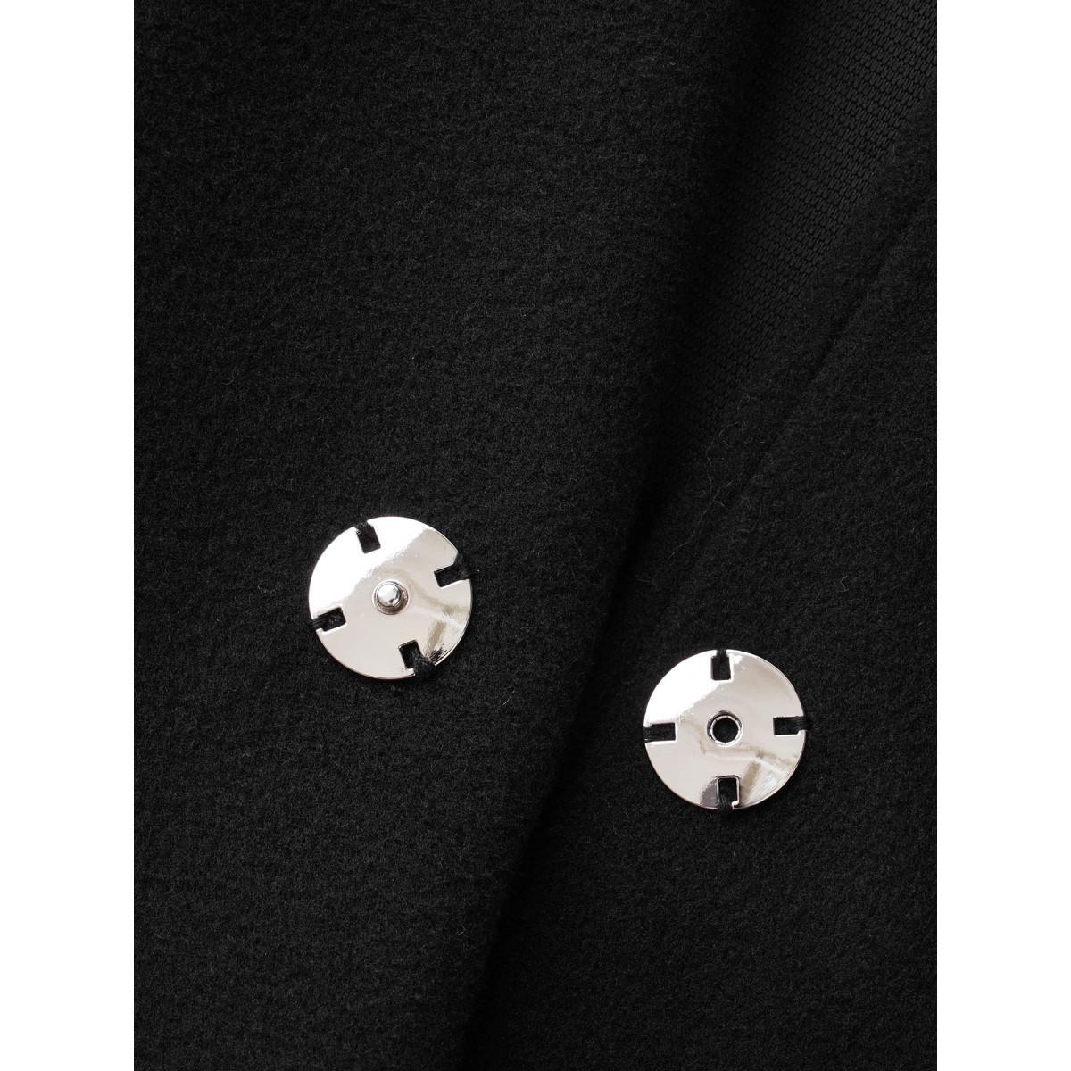 Plus Size Curved Hem Zipper Placket Pockets Coat Women Black Elegant Non Bodycon Ladies Everyday Winter Coats BloomChic 22-24/3X Product Image
