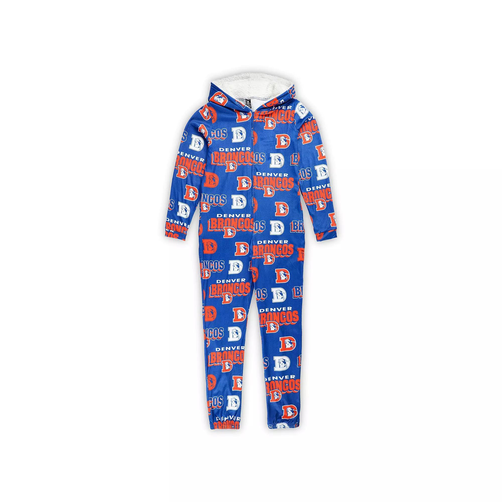 Women's Concepts Sport Royal Denver Broncos Roadway Allover Print Microfleece Full-Zip Union Suit, Size: 2XL, Blue Product Image