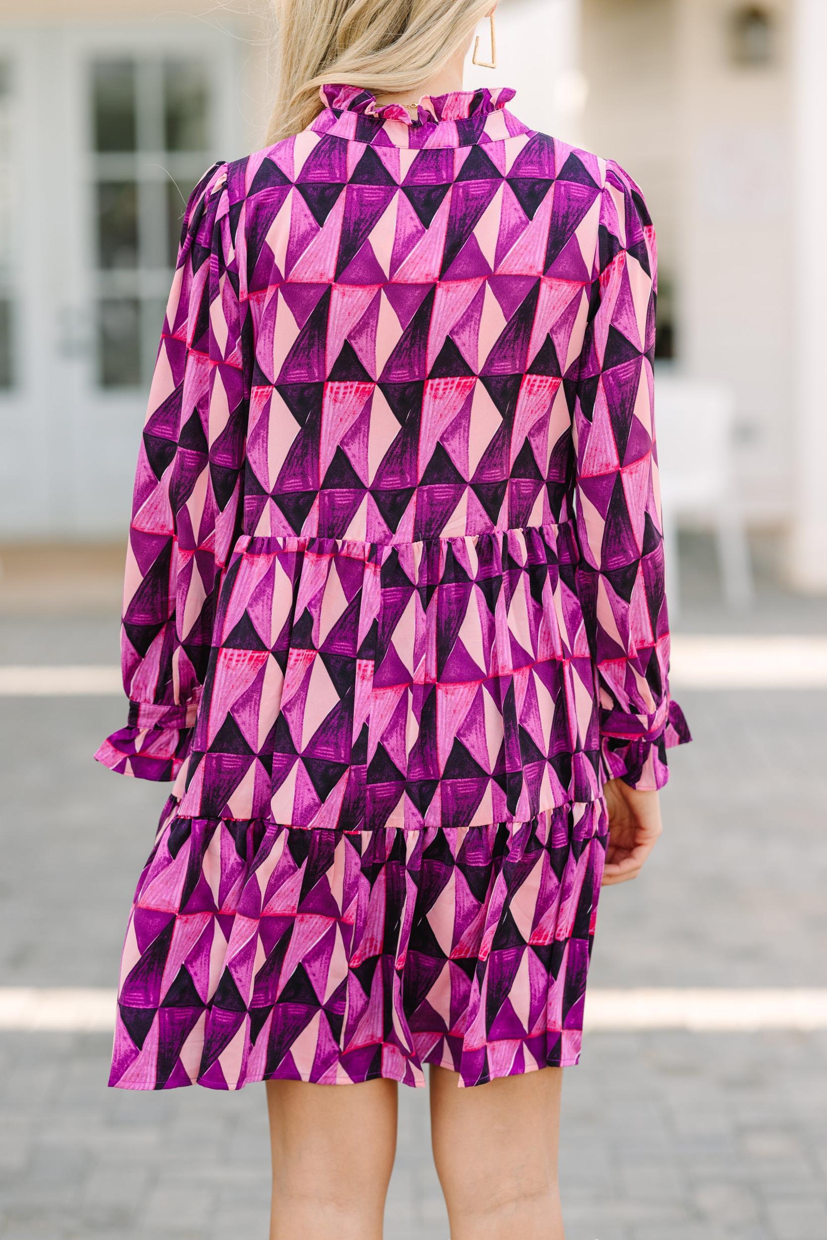 Can't Go Back Magenta Purple Abstract Dress Female Product Image