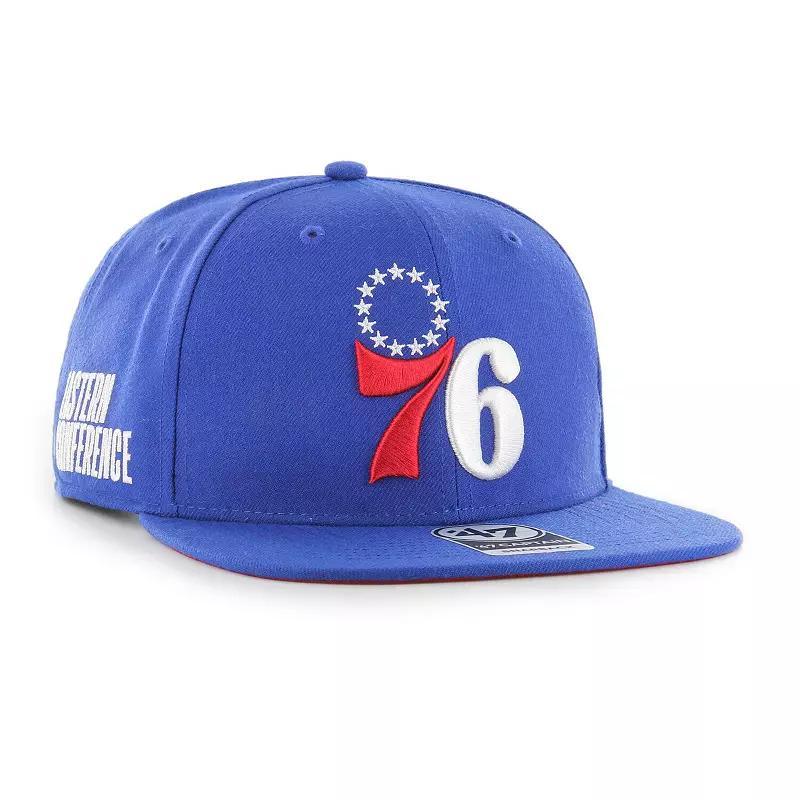 Men's '47  Royal Philadelphia 76ers Sure Shot Captain Snapback Hat, 76r Blue Product Image