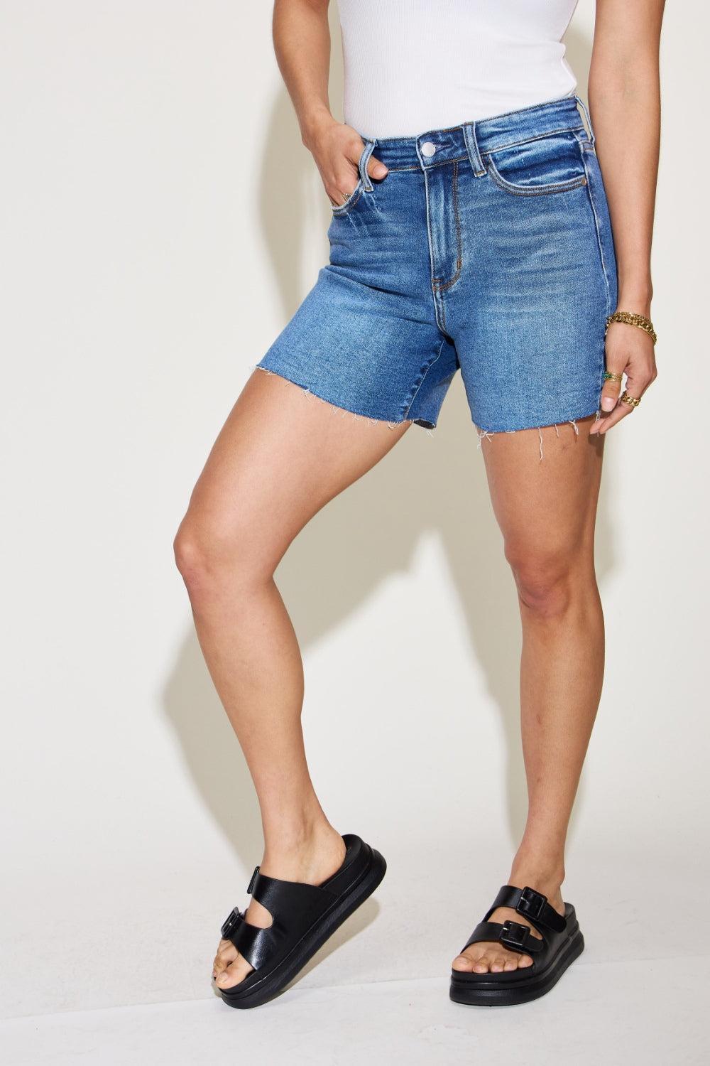 Judy Blue High Waist Slim Denim Shorts Product Image