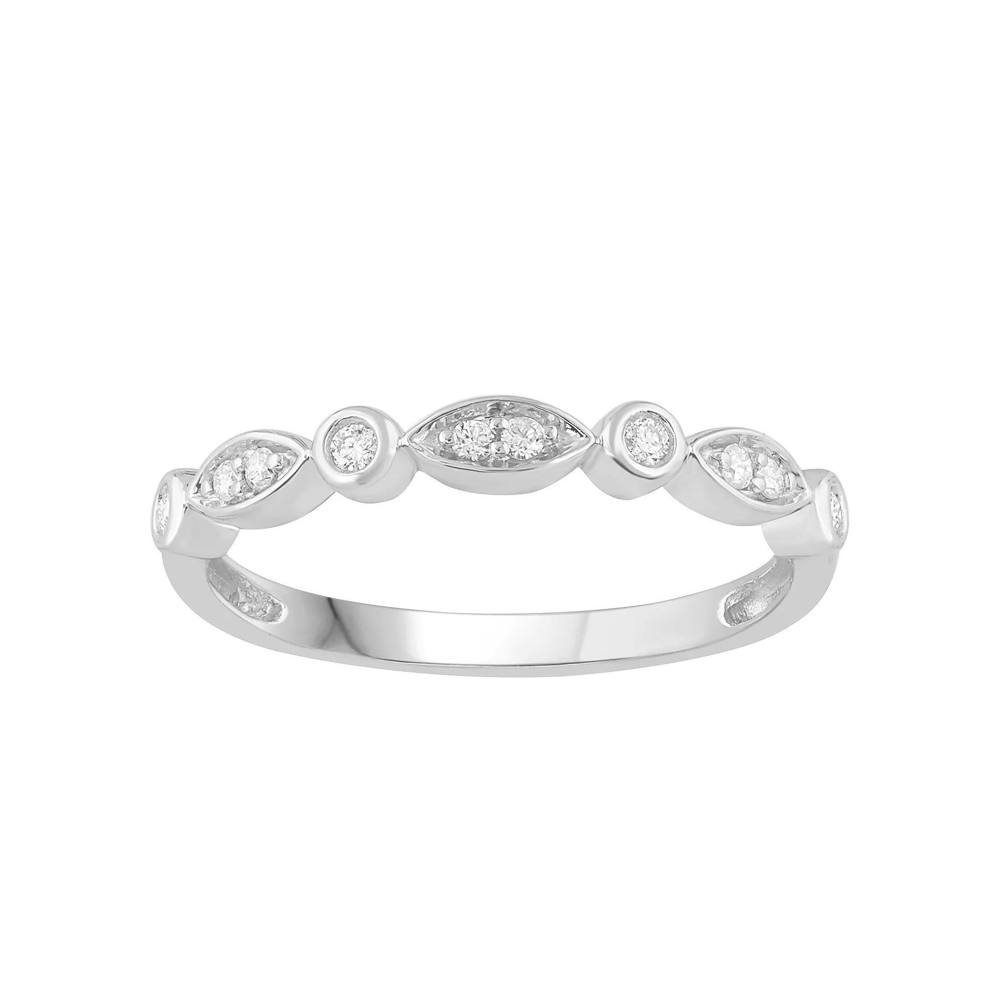 10k Gold 1/10 Carat T.W. Diamond Stackable Marquise Ring, Women's, Size: 7, Pink Product Image