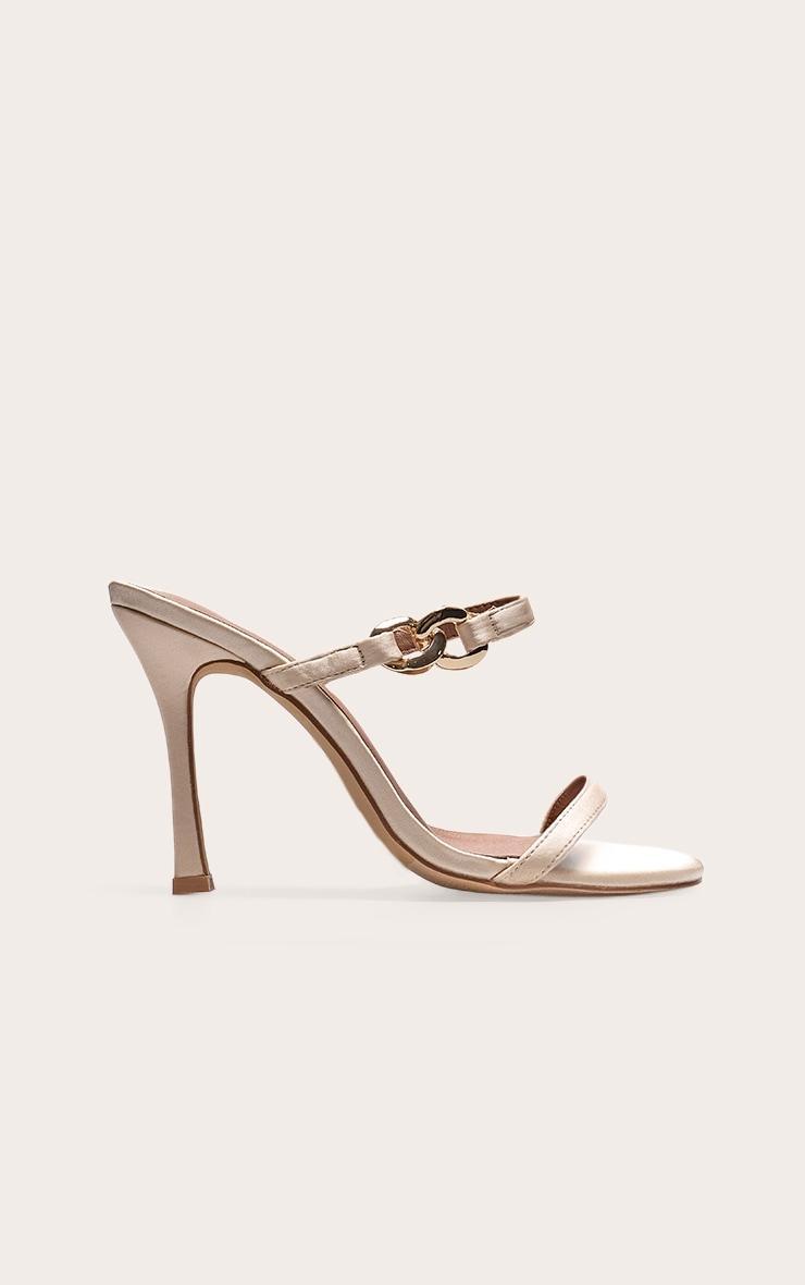 Champagne Wide Fit Satin Square Toe Linked Buckle Heeled Mules Product Image