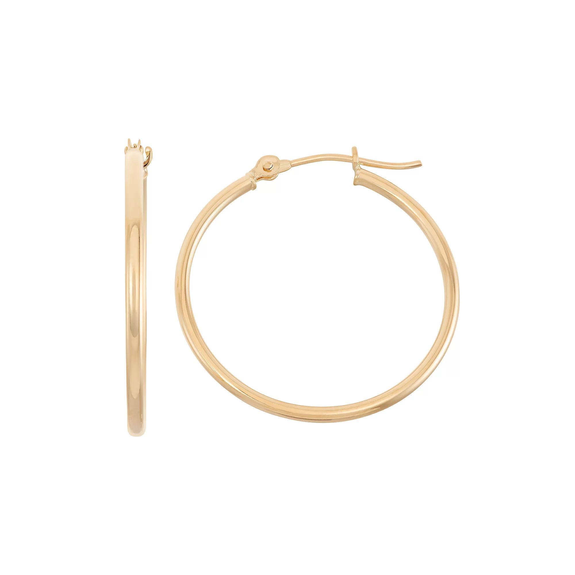 Jordan Blue 14k Gold Tube Hoop Earrings - 30 mm, Women's, Yellow Product Image