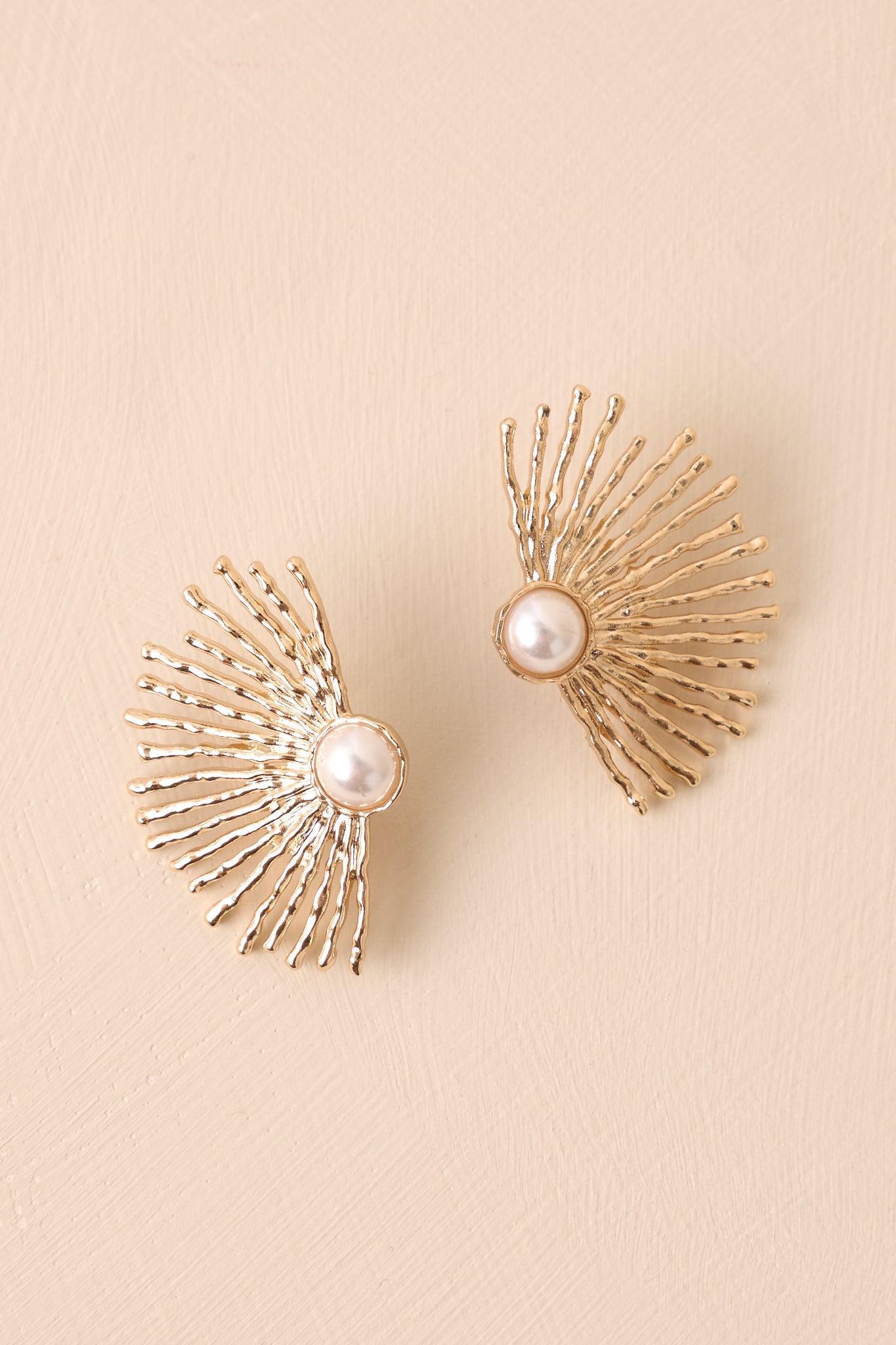 World Of A Difference Gold Textured Statement Earrings Product Image