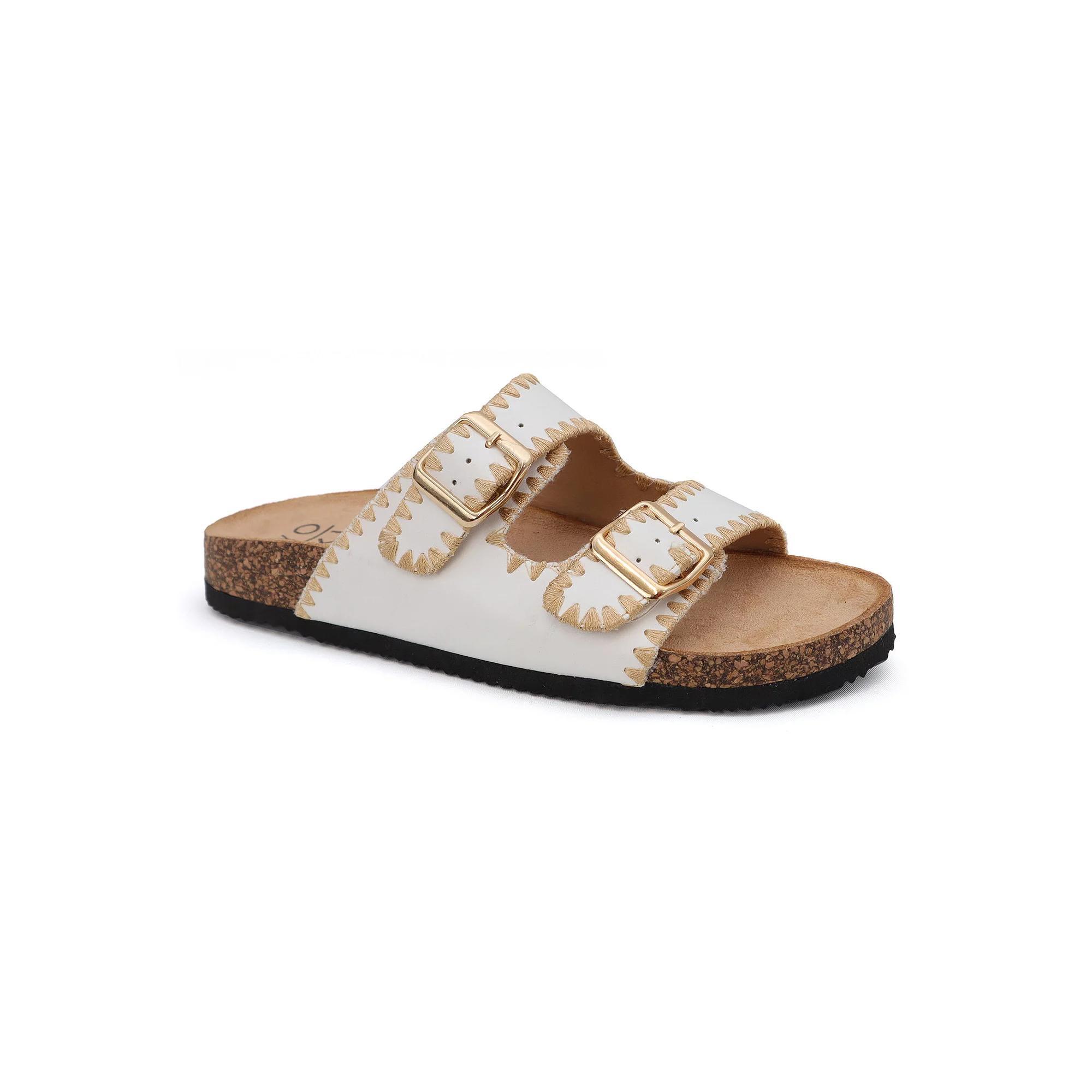 Yoki Gian-218 Women's Double Buckle Cork Sandals, Size: 9, White Product Image