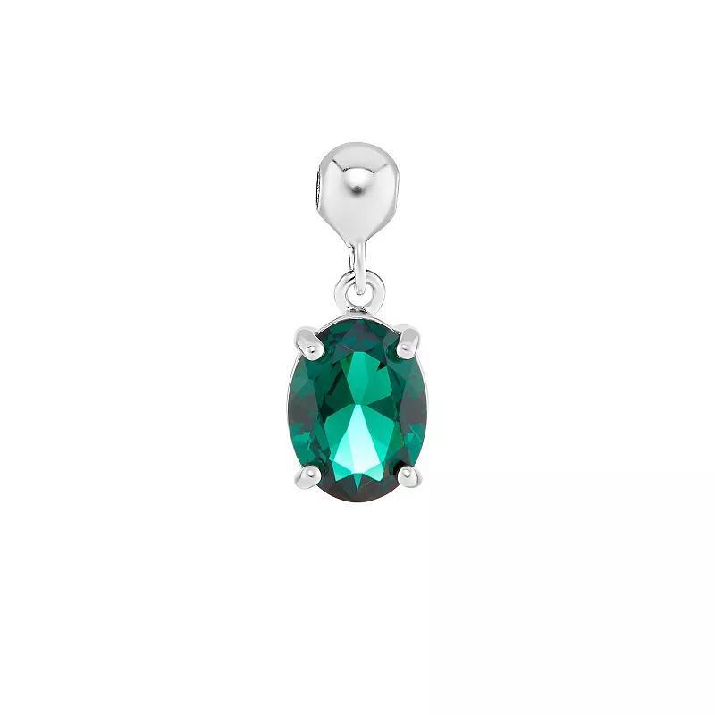 PRIMROSE Sterling Silver Oval Cubic Zirconia Sliding Charm, Womens, Sterling May Product Image