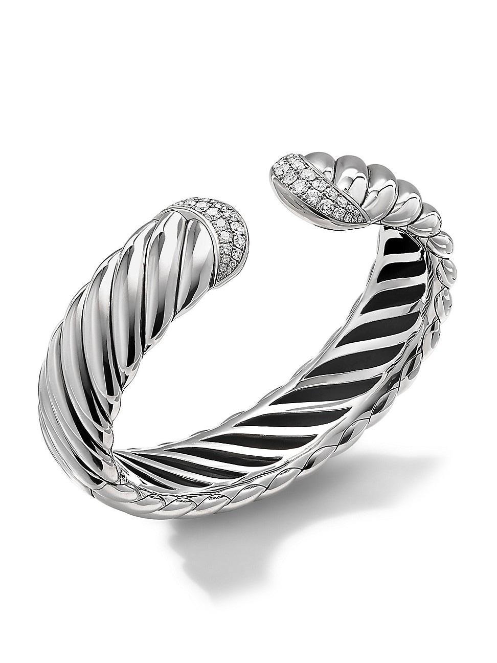 Womens Sculpted Cable Cuff Bracelet in Sterling Silver Product Image
