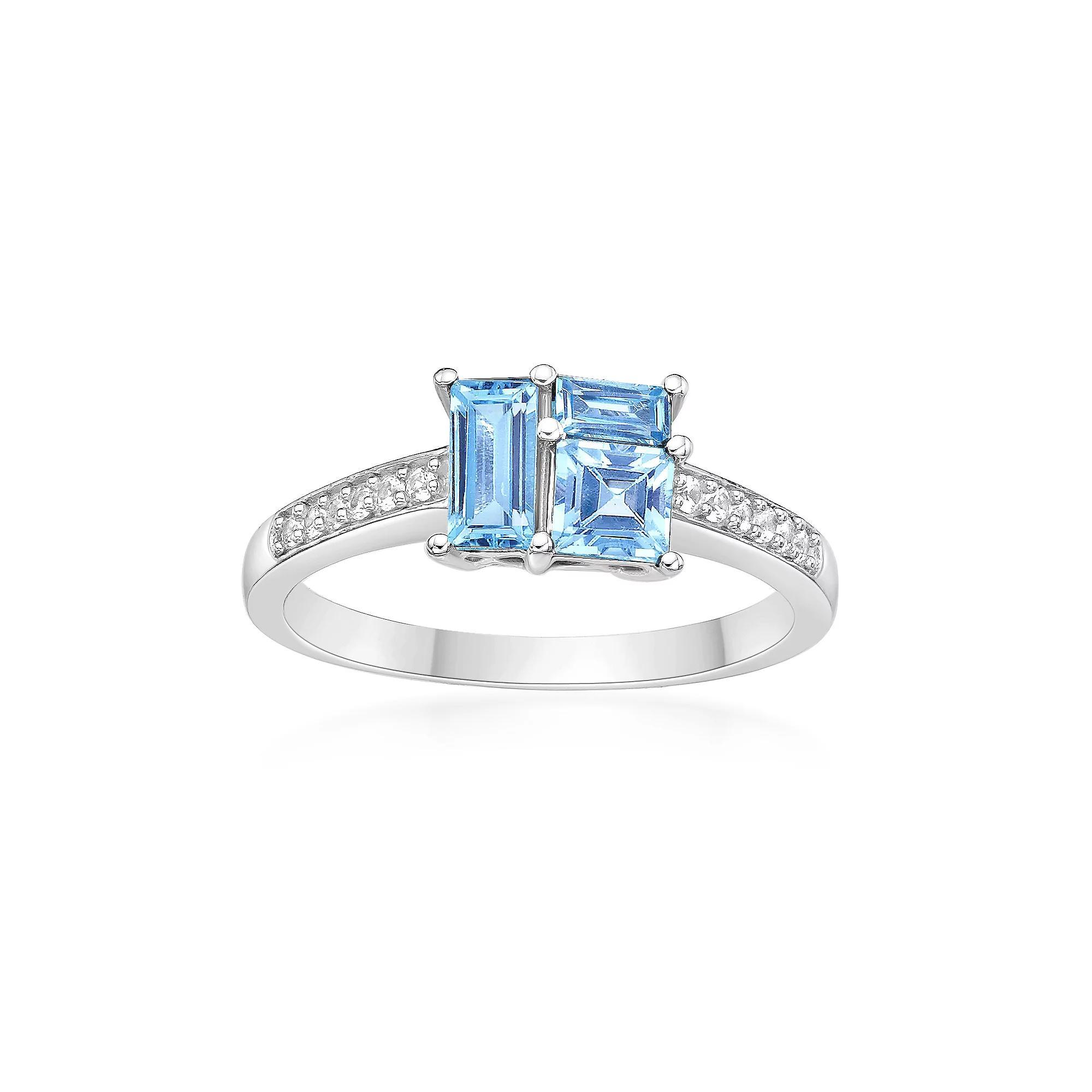 Gemminded Sterling Silver ISQA Blue Topaz & Lab-Created White Sapphire Ring, Women's, Size: 6 Product Image