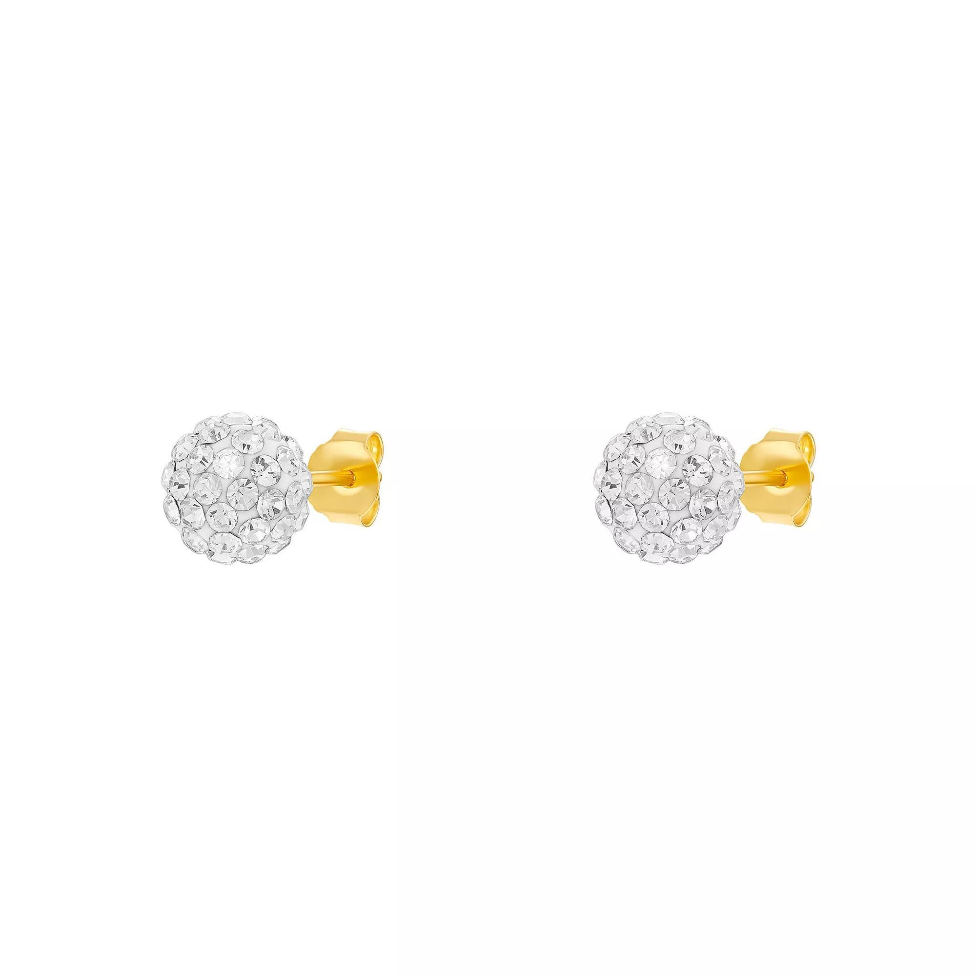 PRIMROSE Sterling Silver Crystal Ball Stud Earrings, Women's, Gold Over Sterling Product Image