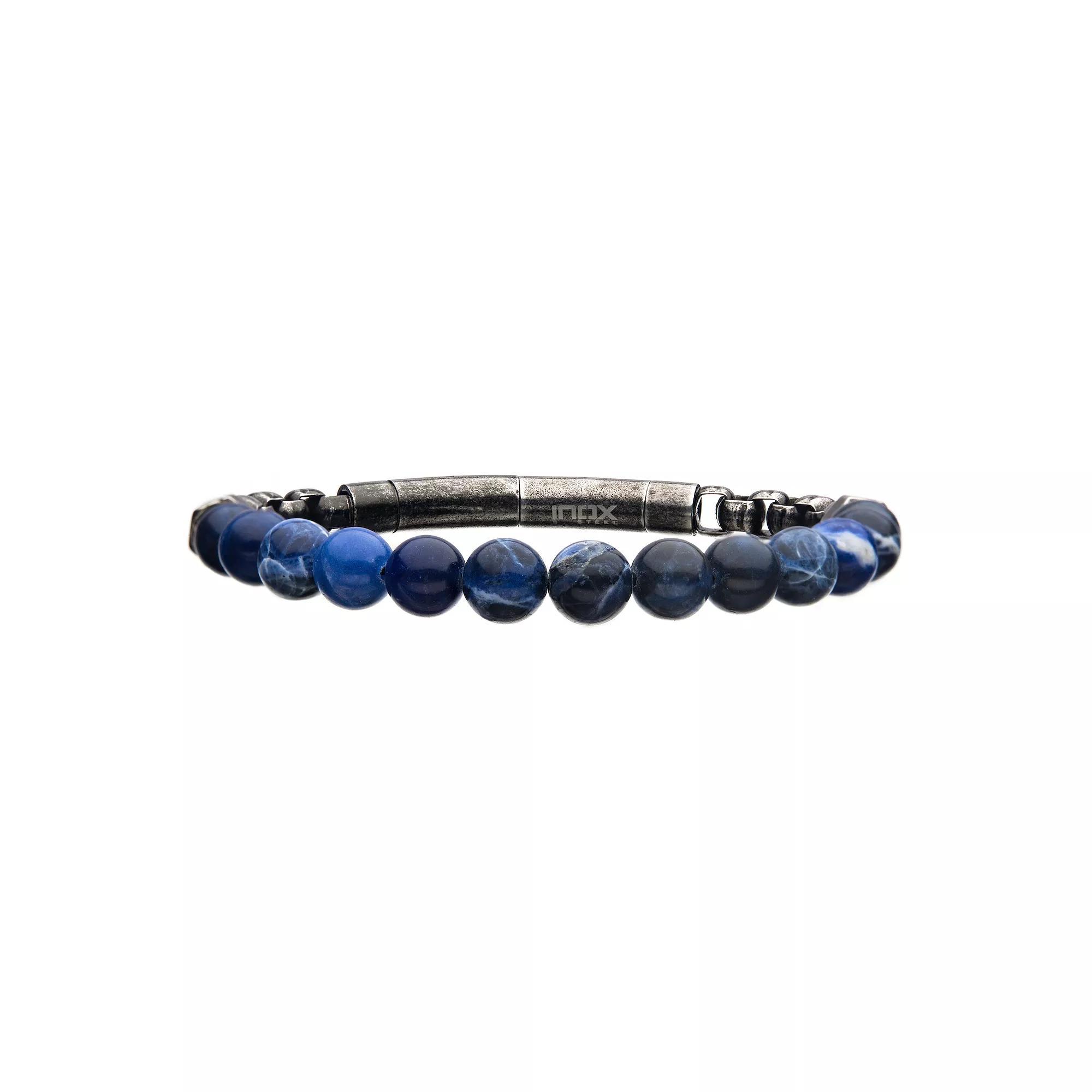 Men's Stainless Steel Sodalite Bead Bracelet, Size: 8.5", Blue Product Image