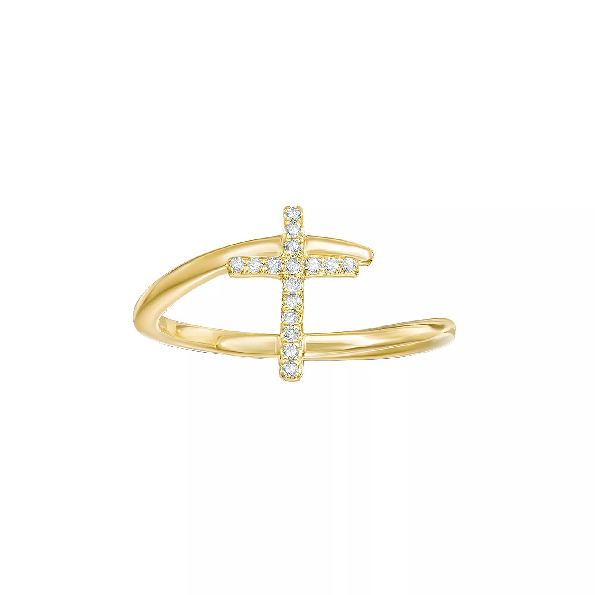 Gemminded 10k Gold Diamond Accent Bypass Ring, Women's, Size: 9, 10k White Gold Product Image