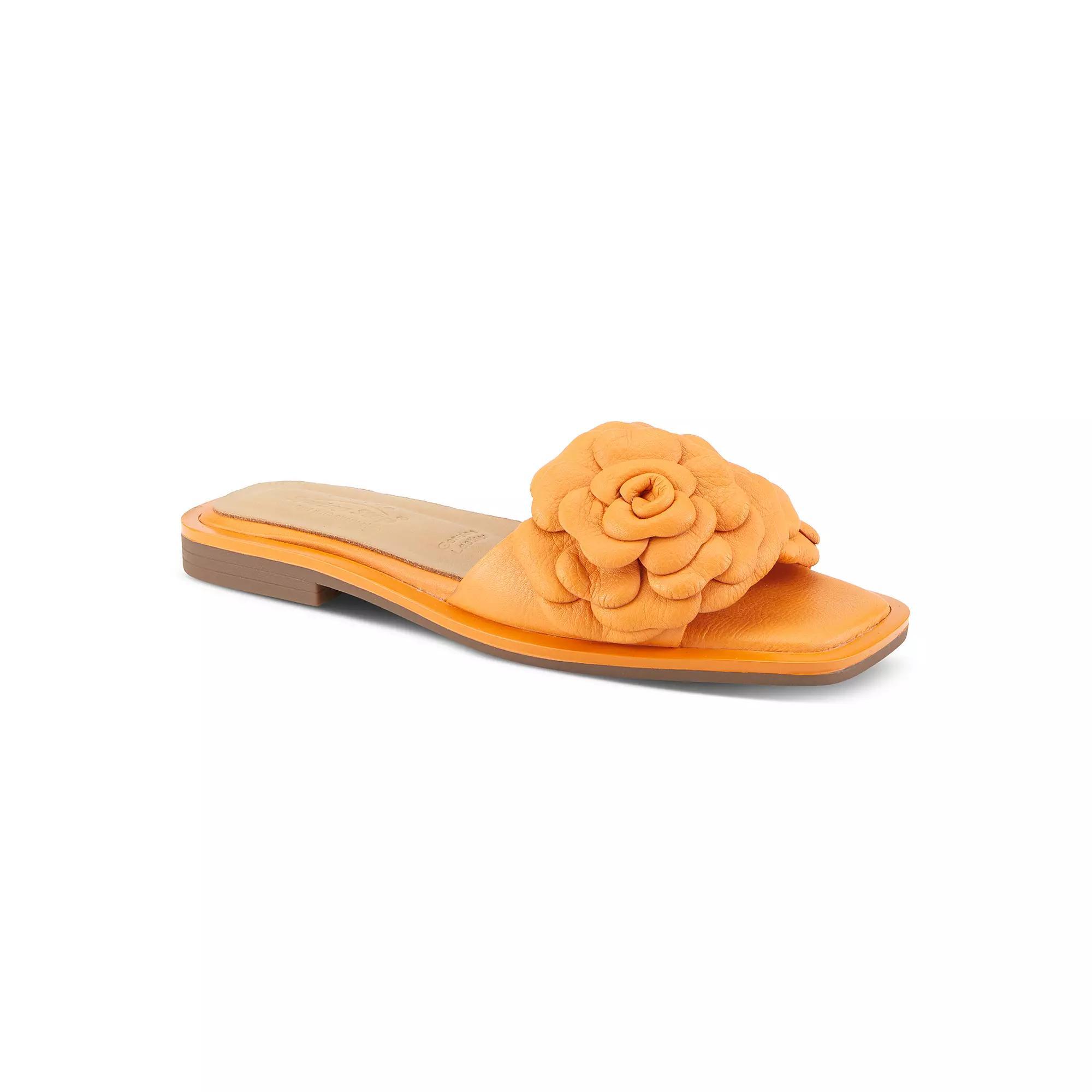 Spring Step Domonique Women's Leather Flower Slide Sandals, Size: 37, Orange Product Image