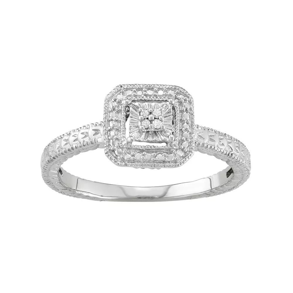 Sterling Silver Diamond Accent Square Halo Ring, Women's, Size: 5 Product Image