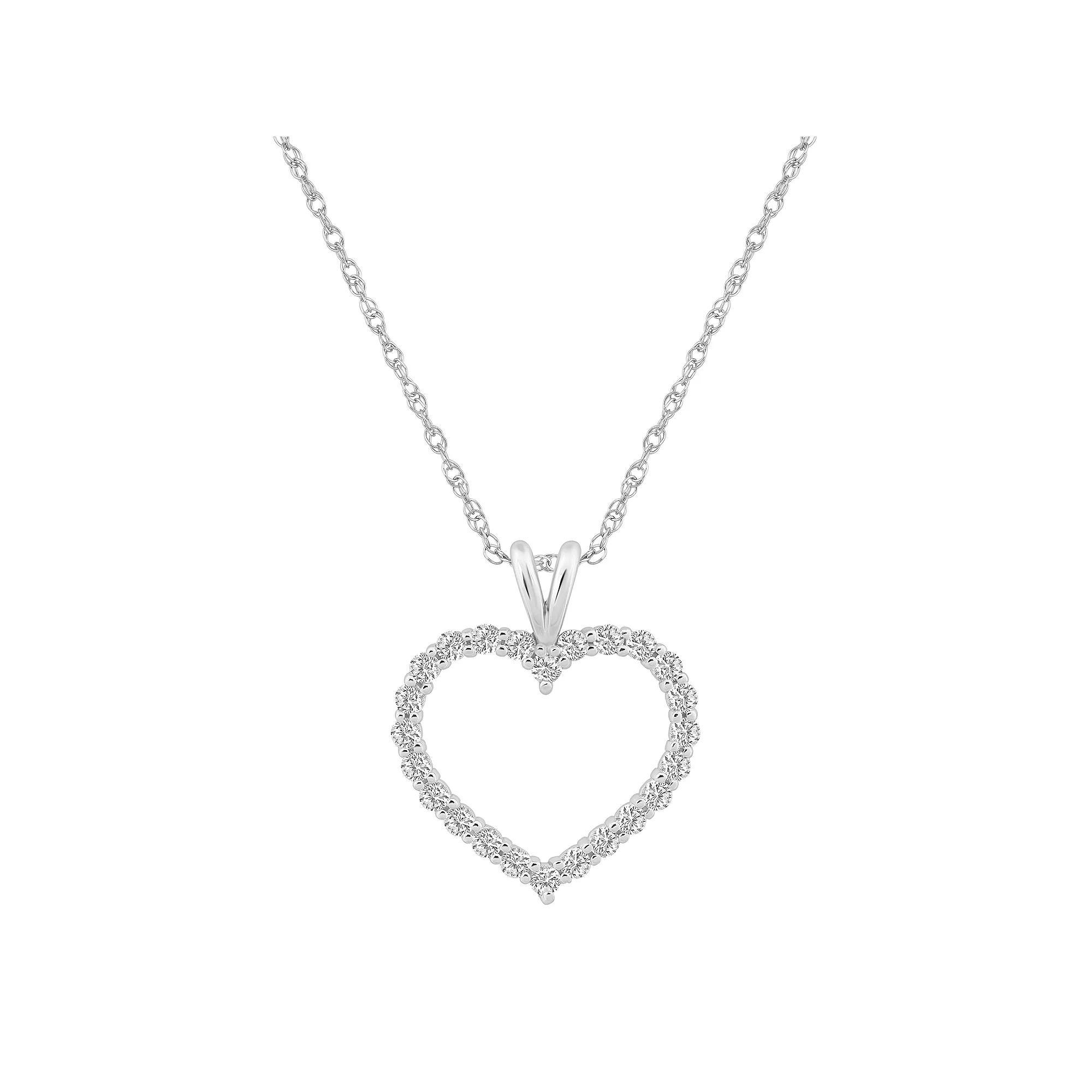 Alyson Layne 14k Gold 1/2 Carat T.W. Diamond Heart Pendant Necklace, Women's, Size: 18", 14k White Gold Product Image