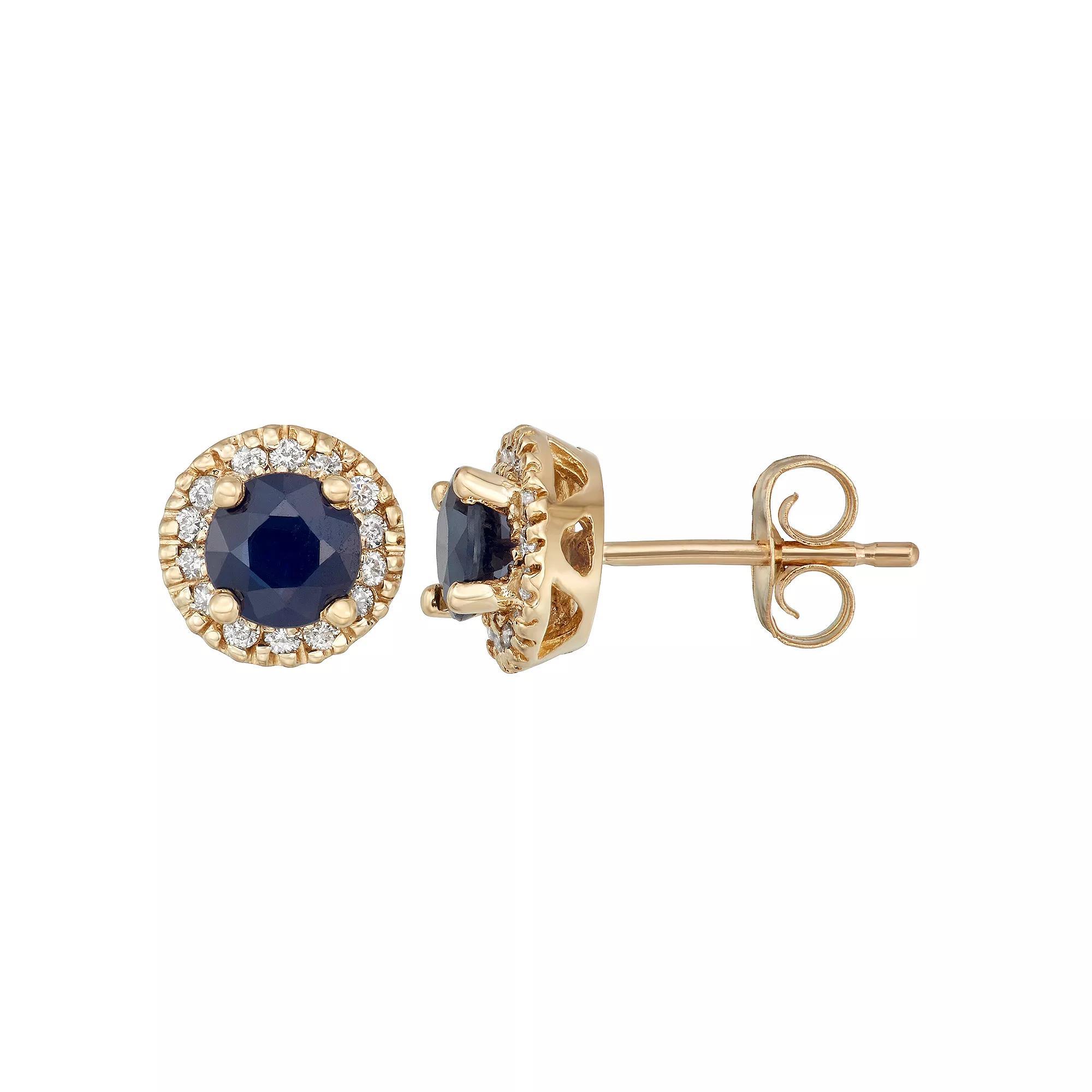 The Regal Collection 14k Gold Sapphire & 1/8 Carat T.W. IGL Certified Diamond Tiered Halo Stud Earrings, Women's, Pink Product Image