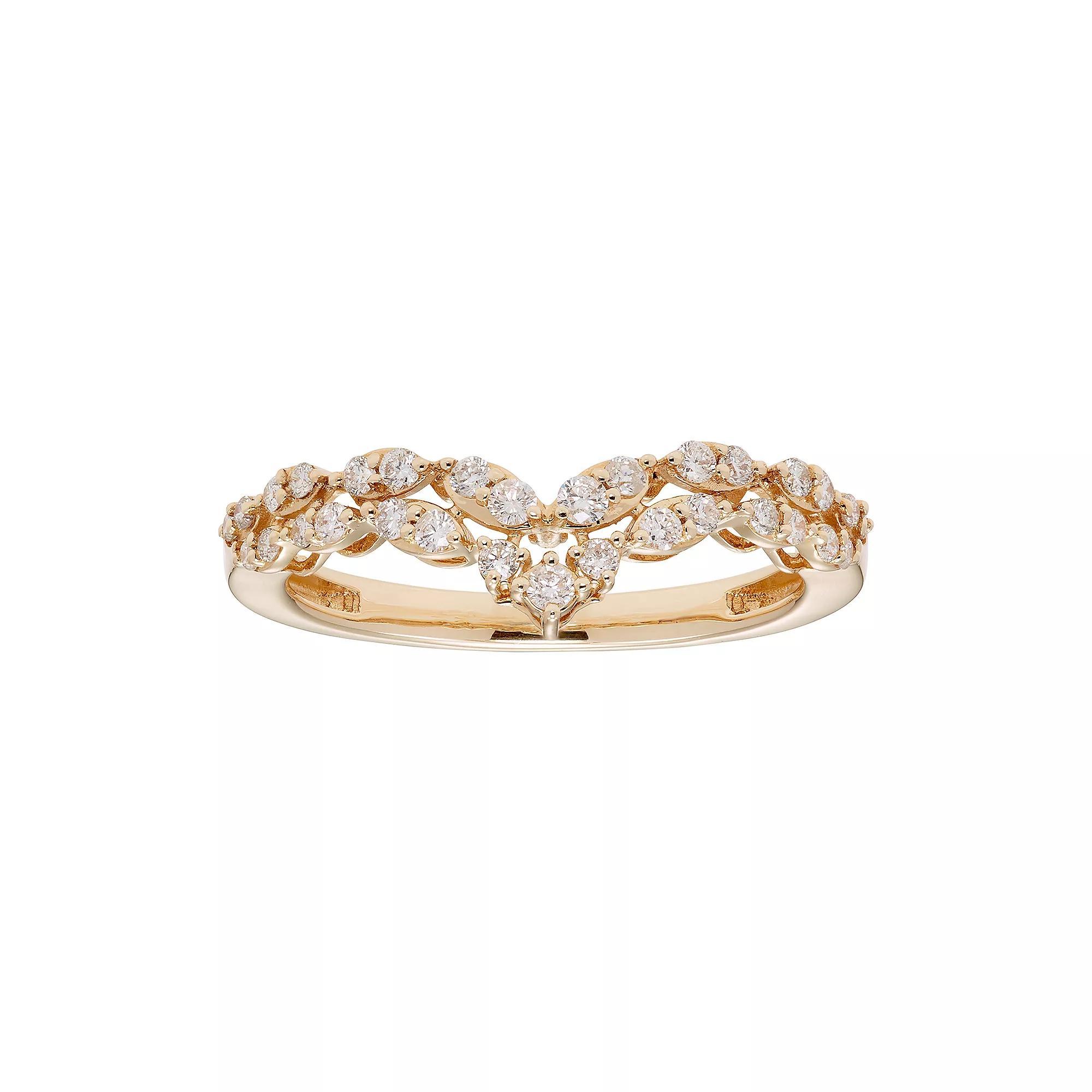 The Regal Collection 14k Gold 1/3 Carat T.W. IGL Certified Diamond Chevron Ring, Women's, Size: 5, White Product Image