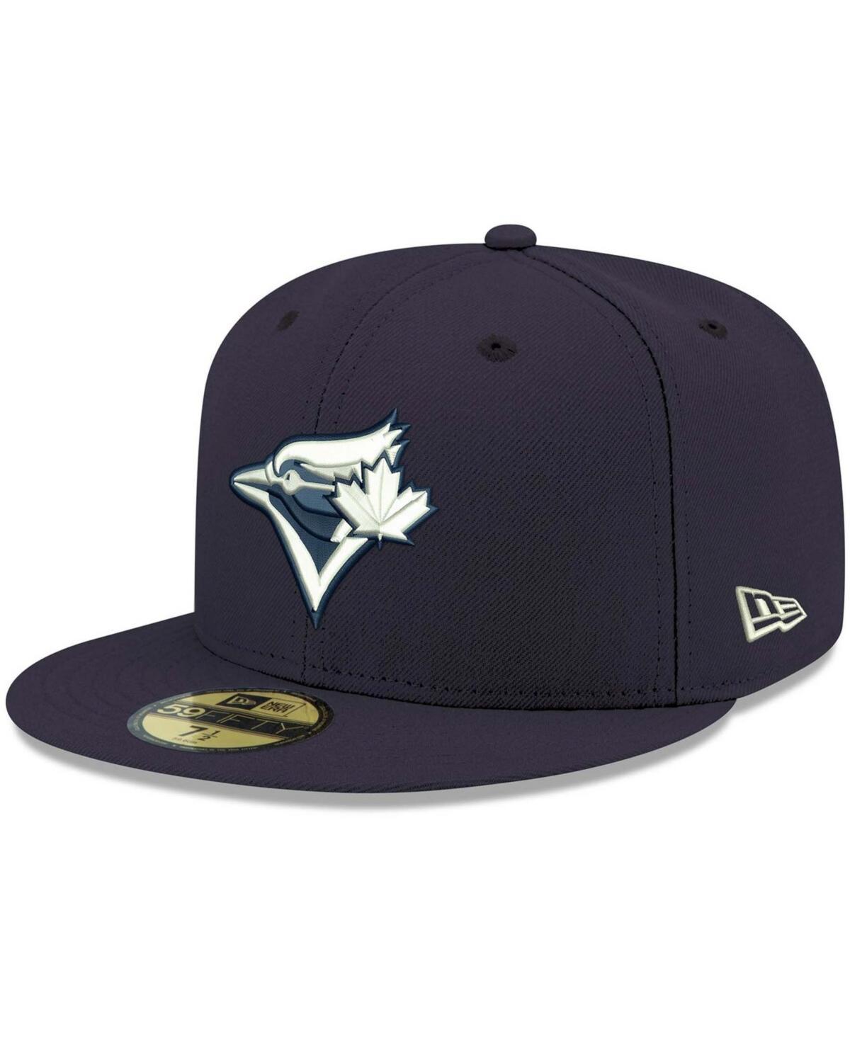 Mens New Era Navy Toronto Blue Jays Logo White 59FIFTY Fitted Hat Jay Blue Product Image
