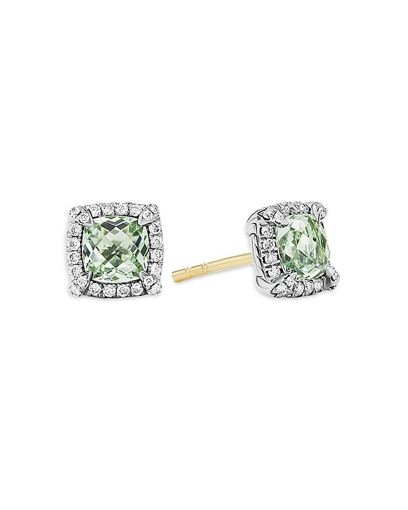 5mm Chatelaine Pav Bezel Stud Earrings with Gemstone and Diamonds in Silver Product Image