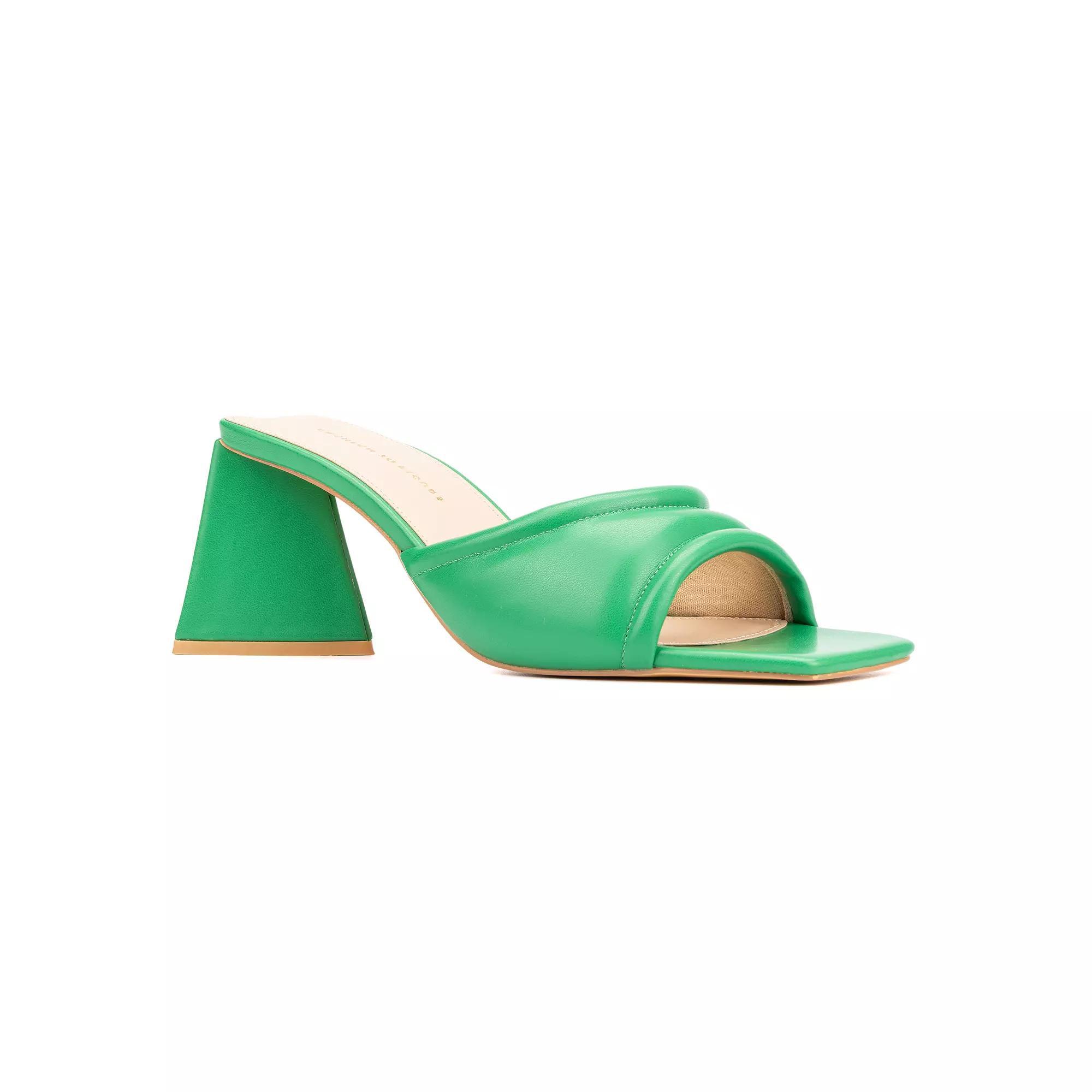 Fashion to Figure Cammi Women's Wide Width Block Heel Sandals, Size: 9 Wide, Green Product Image