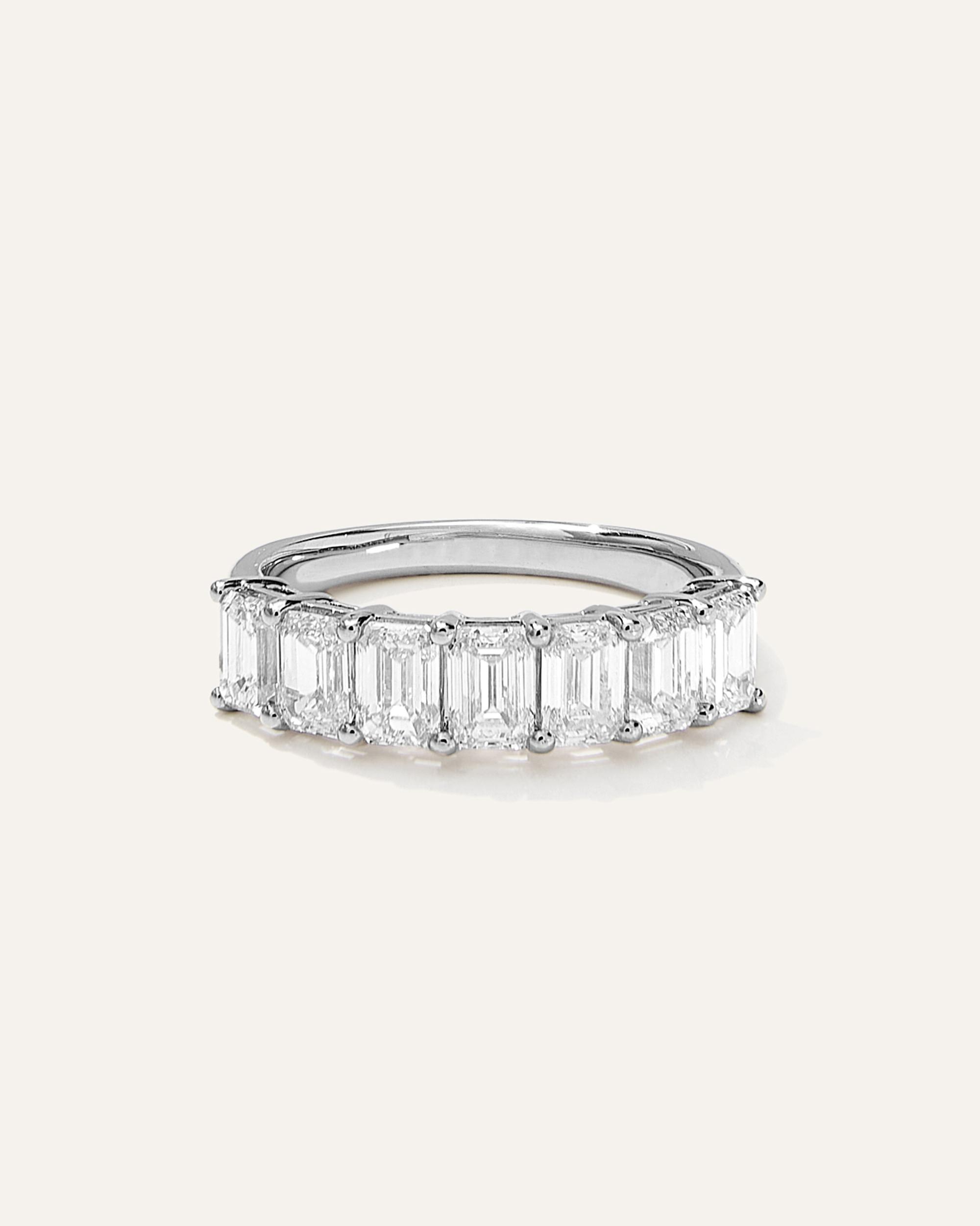 Quince | Women's Lab Grown Diamond Emerald Seven Stone Band Rings Product Image