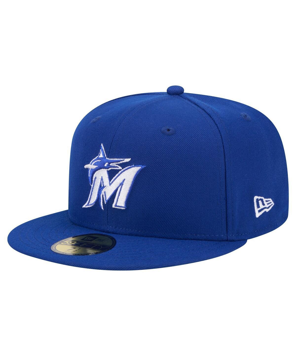 Mens New Era Miami Marlins White Logo 59FIFTY Fitted Hat Product Image